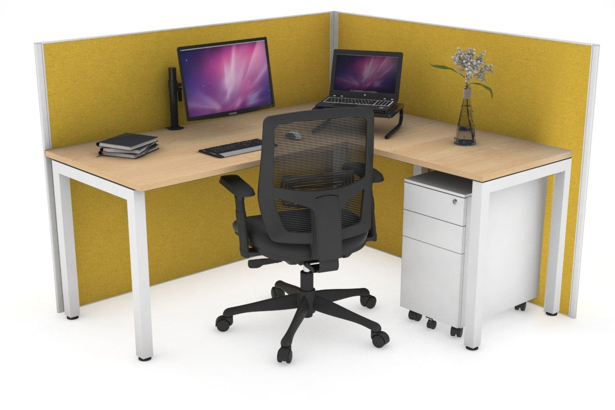 Horizon Quadro Square Legs L-Shaped Corner Office Desk - 1800mm x 1450mm, Modern Workstation for Home & Office, Perfect for Small Spaces & Multi-Monitor Setup