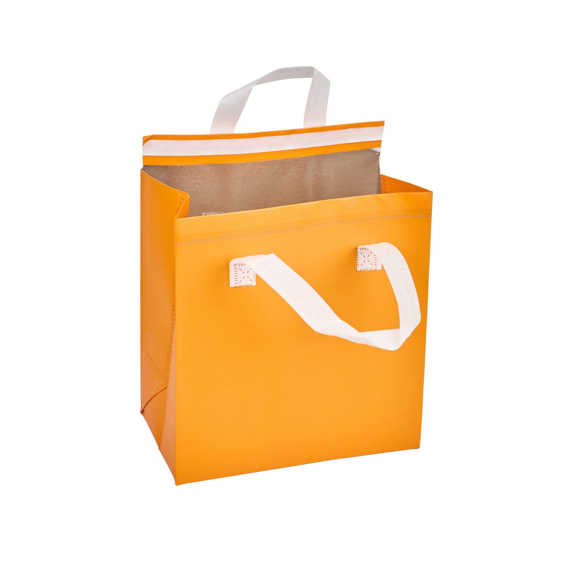 Orange Insulated Tamper-Evident Takeout Bags - 9.5x6x10.25 Inches (100 Count) - Perfect for Food Delivery, Catering & Restaurant To-Go Orders