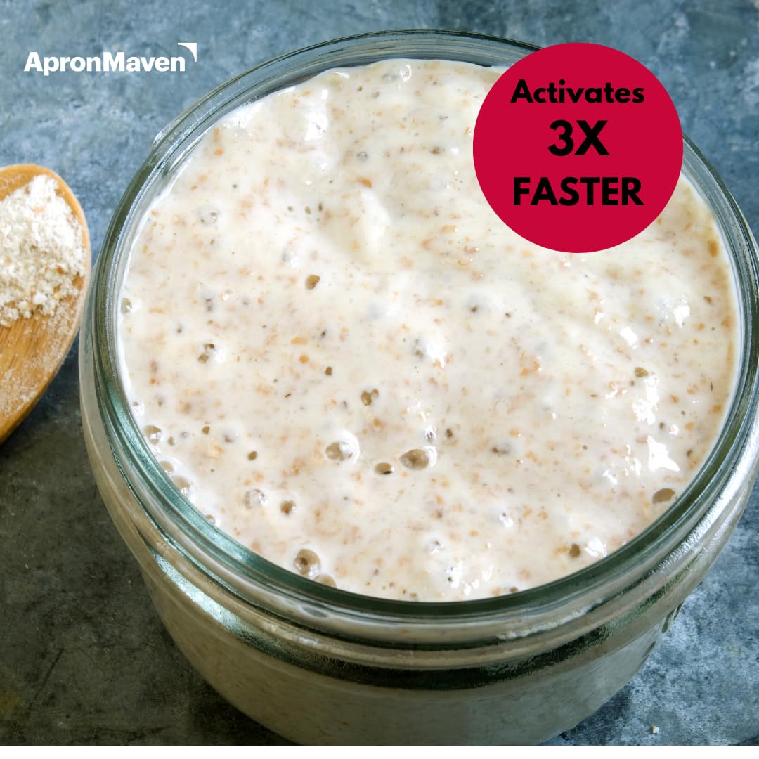 Premium Live Sourdough Starter Culture - Authentic German Bavarian Style - Fresh Liquid Sourdough in Glass Jar with Easy Feeding Instructions - Perfect for Homemade Artisan Bread, Pizza Dough & Pastry Baking at Home