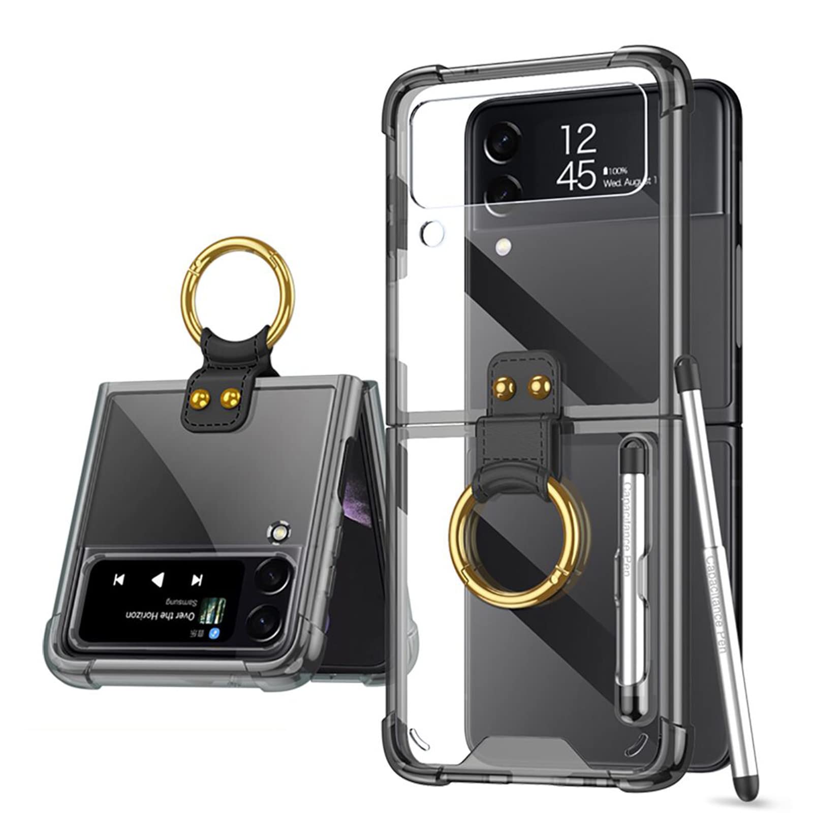 Premium Shockproof Case for Samsung Galaxy Z Flip 3 5G - Slim Protective Cover with Ring Stand, Stylus Slot & Full-Body Protection - Black | Perfect for Work, Travel & Everyday Use