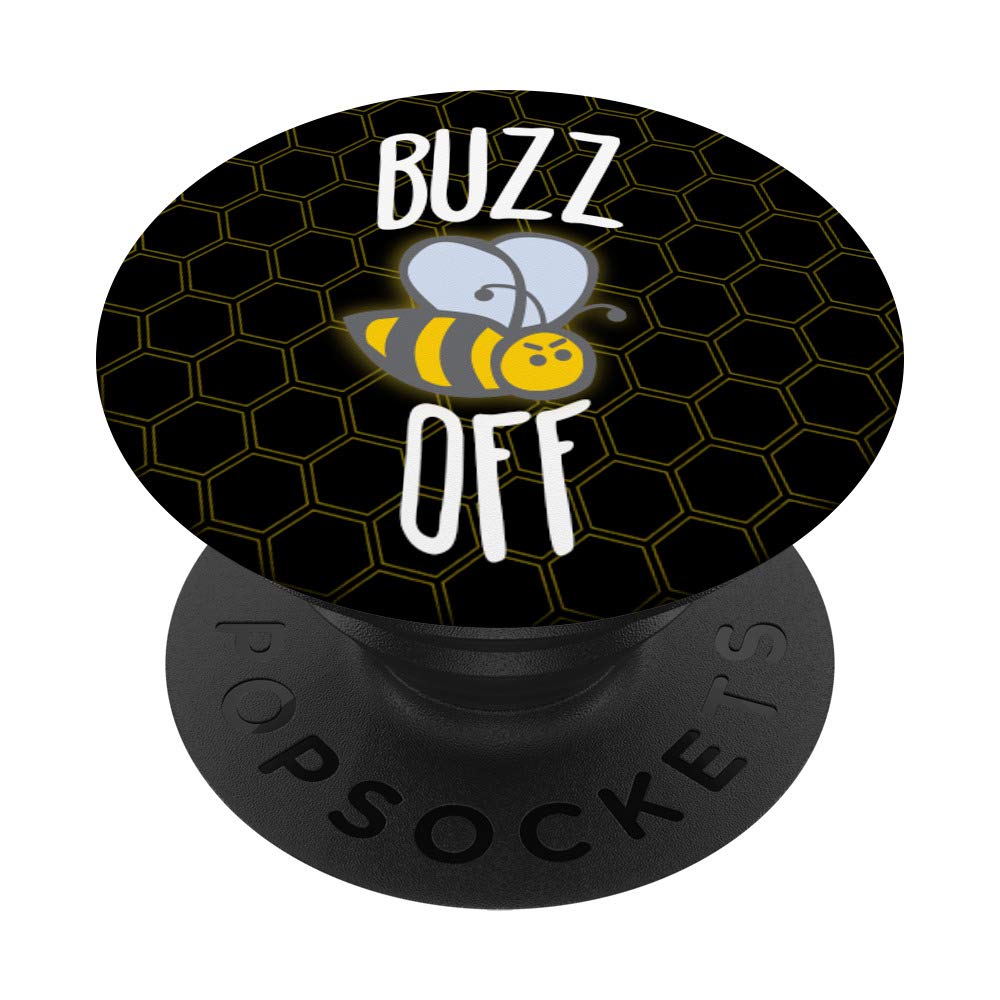Buzz Off Cute Graphic Phone Stand Holder - Universal for iPhone Samsung Smartphones - Perfect for Desk, Bedside & Travel Use