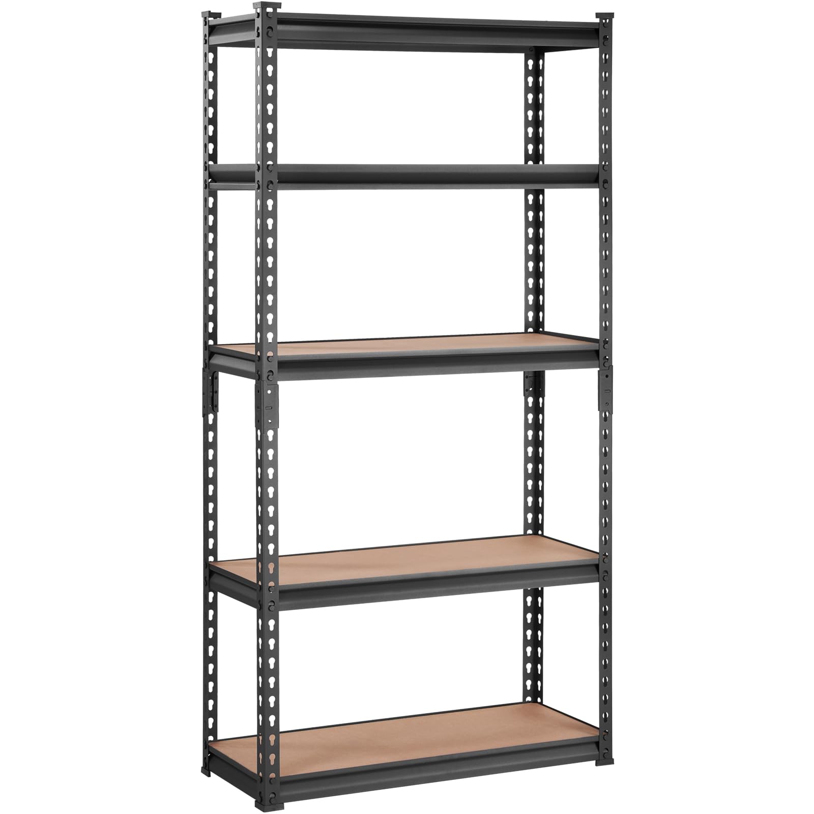 VEVOR 5-Tier Heavy Duty Metal Storage Shelving Unit - 2000 lbs Capacity, Adjustable Garage Shelves, Black Utility Rack (30