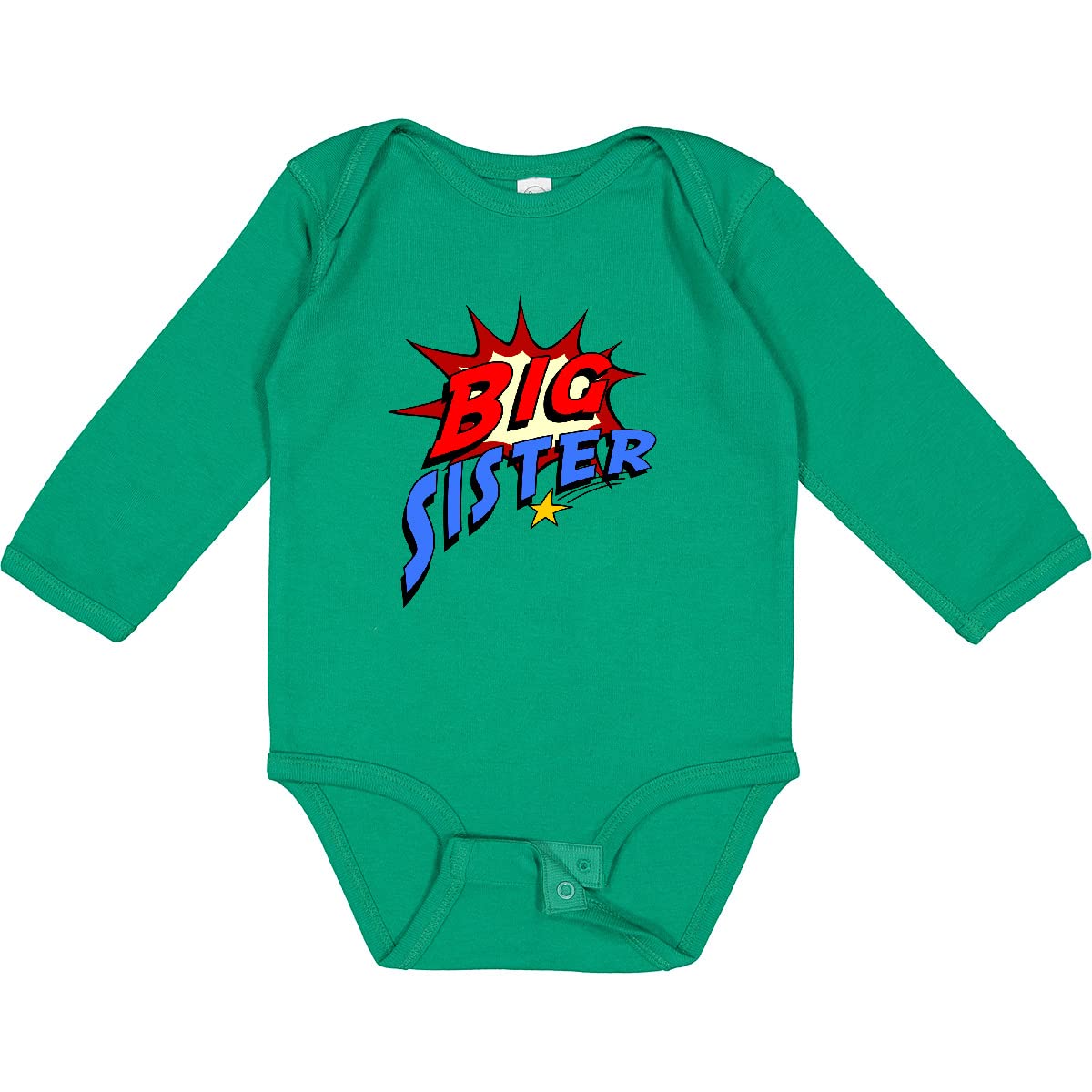 Inktastic Big Sister Superhero Long Sleeve Baby Bodysuit - Cute & Comfortable Infant Outfit for Playtime, Family Photos & Special Occasions