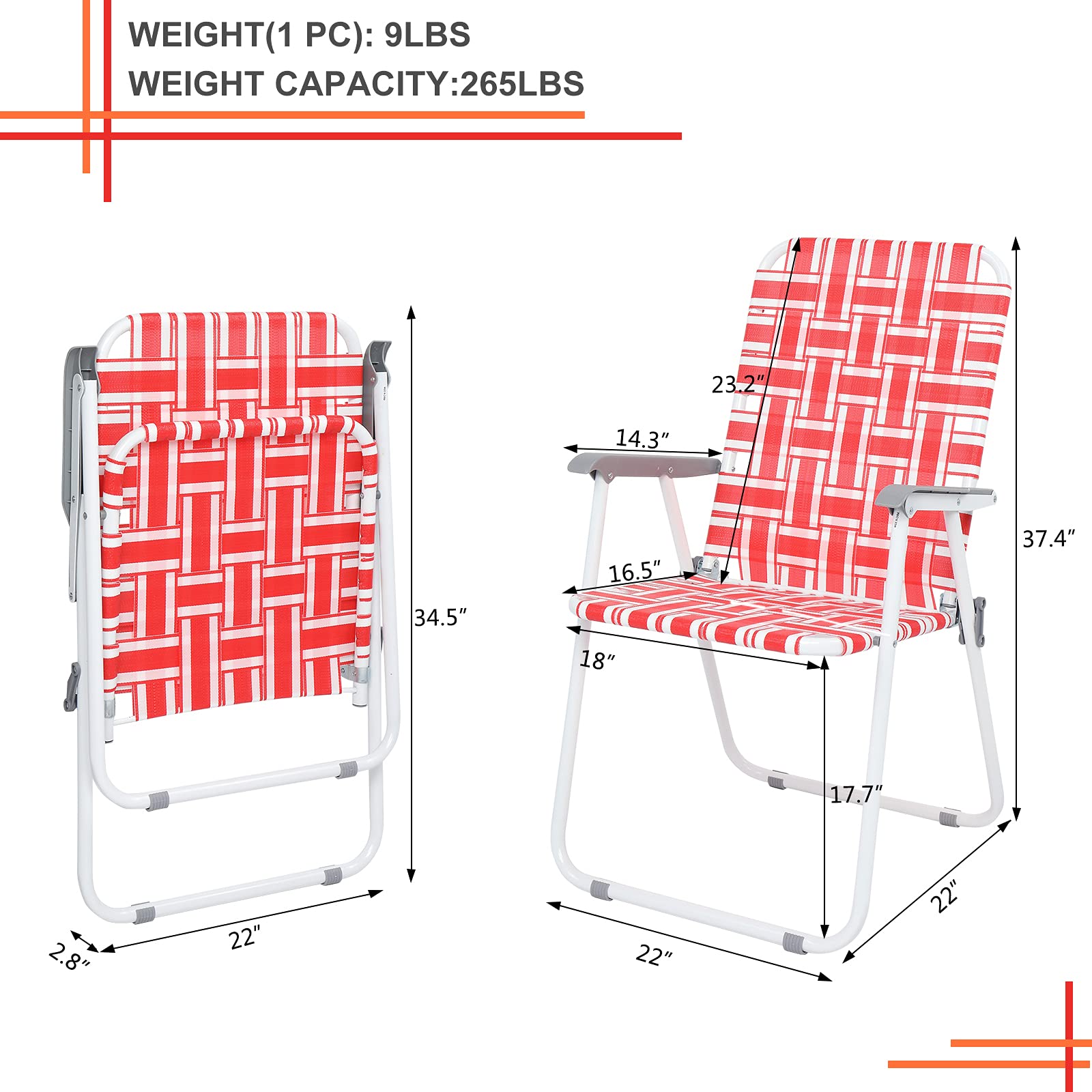 2 Pack Portable Folding Web Chairs - Lightweight Outdoor Beach Chairs for Patio, Garden, Yard & Travel | Perfect for Camping, Picnics, Beach Trips & Backyard Relaxation