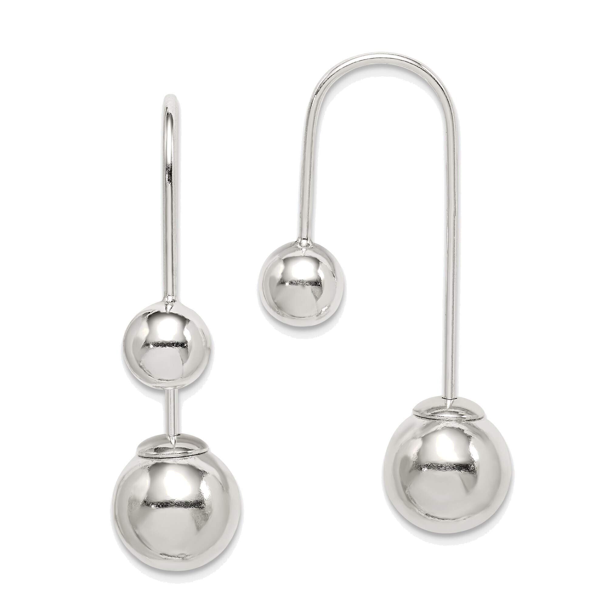 Solid Sterling Silver Polished Dangle Earrings for Women - Front and Back Shine - Perfect for Parties, Weddings & Everyday Wear