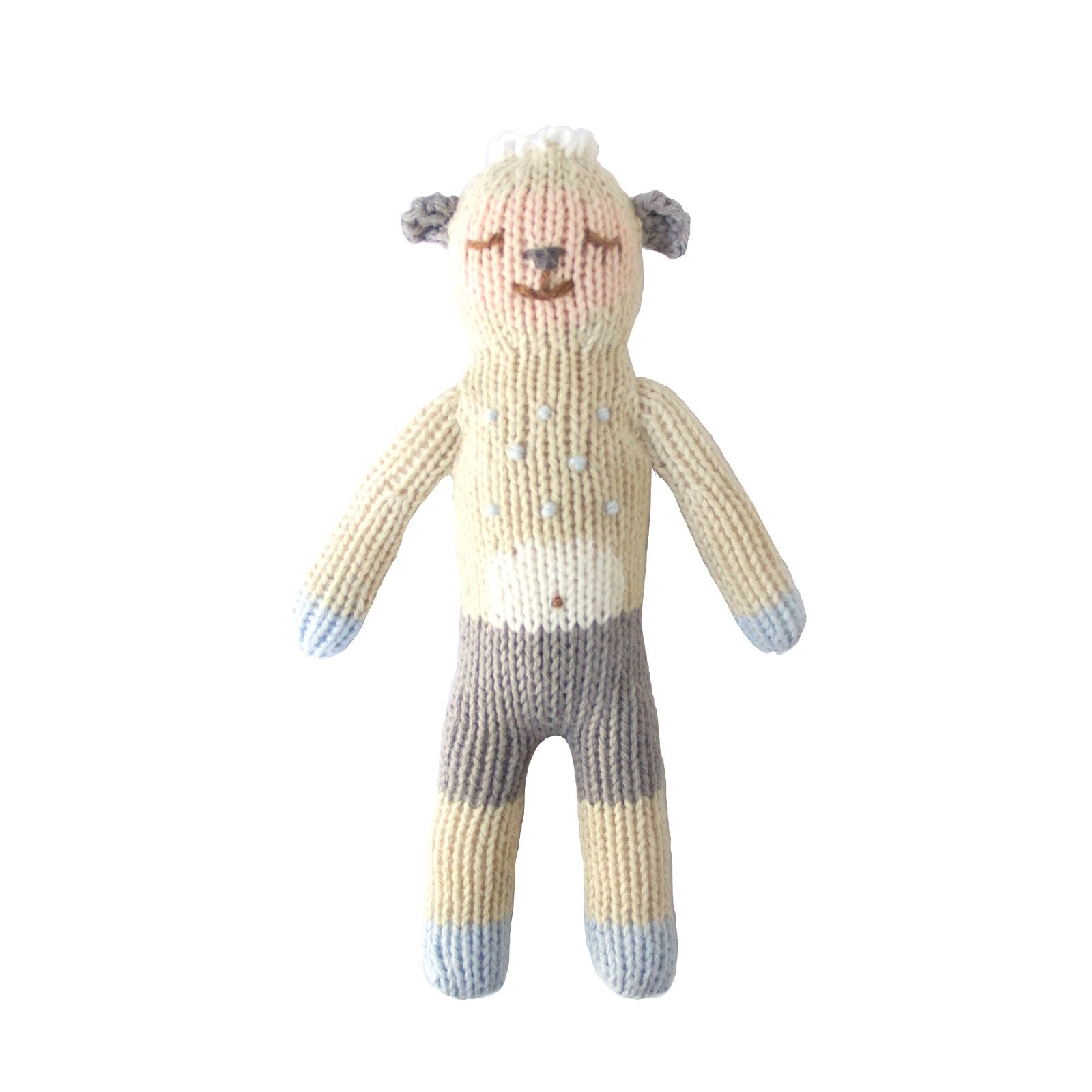 Blabla Knit Doll - Wooly the Sheep Rattle Toy | Handmade Organic Cotton Baby Shaker for Newborns & Toddlers | Perfect for Nursery Decor, Baby Showers & Sensory Play