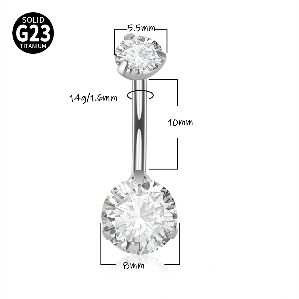 14G Titanium CZ Bar Belly Ring - Surgical Steel Navel Piercing Jewelry | DL047 | Perfect for Belly Button Rings, Body Piercings & Fashion Accessories
