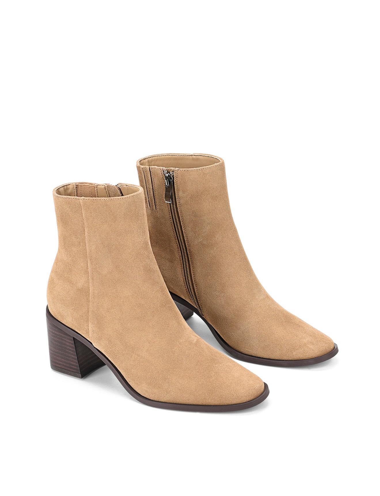 Ulla Women's Taupe Suede Ankle Boots - Comfortable Low Heel Booties for Fall & Winter | Casual & Dressy Outfits