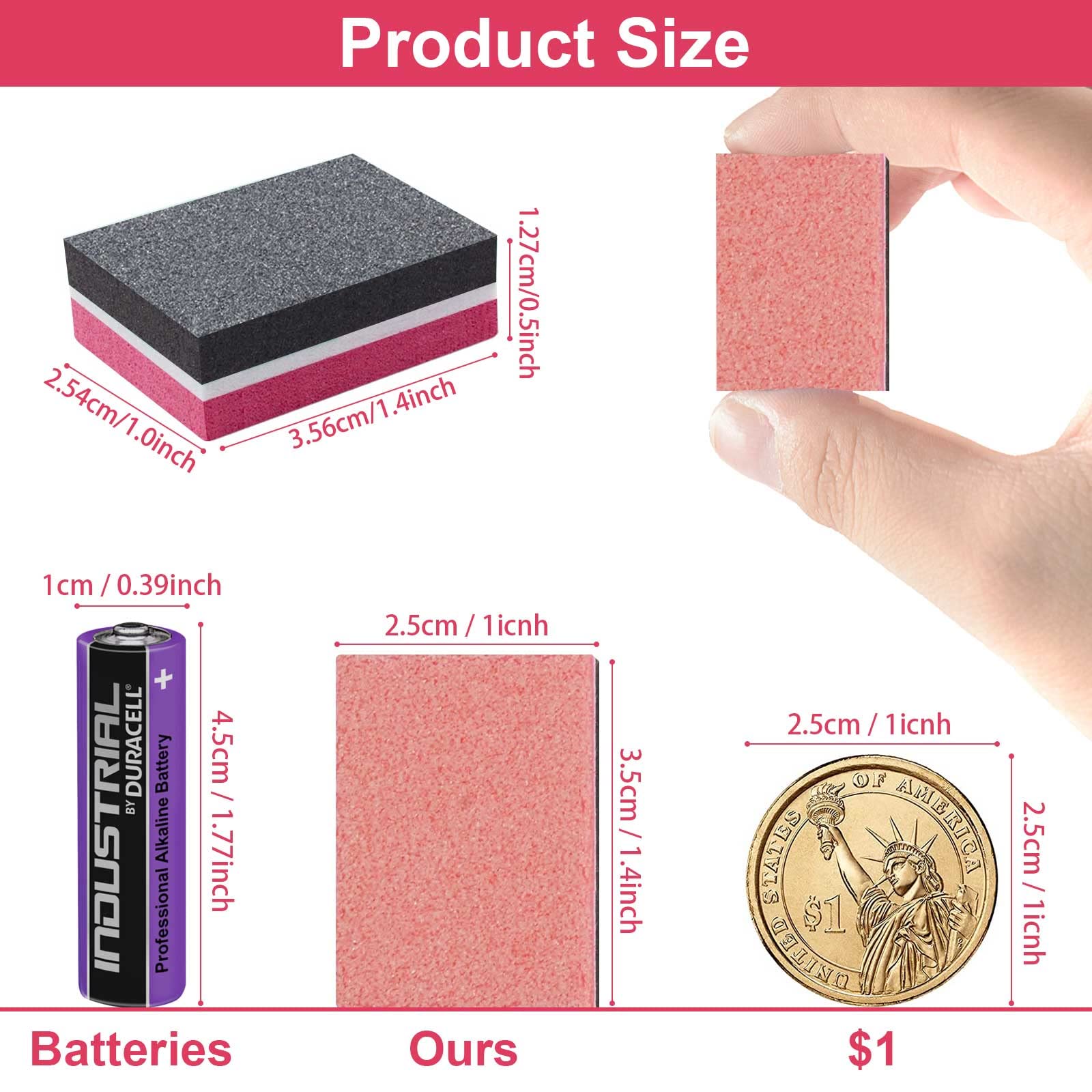 180/100 Grit CGBE Buffer Block Nail File - Professional Nail Buffers & Sanding Strips for Manicure, 50PCS Red-Black Sponge Buffing Blocks - Perfect for Salon, Home Nail Care & DIY Gel Polish Application