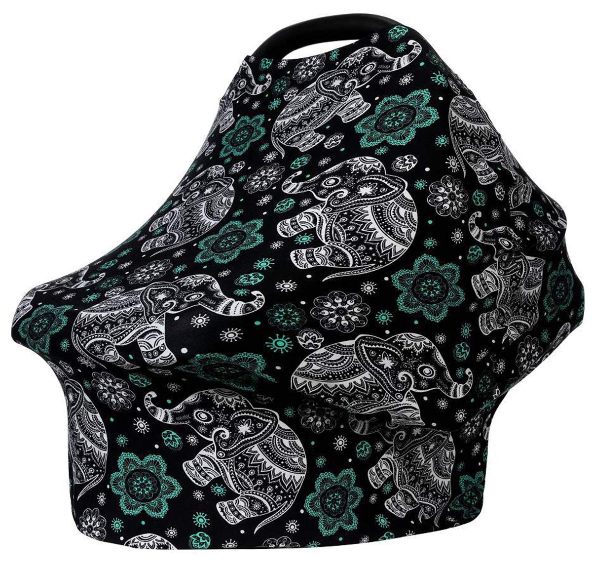 Premium XNN Nursing Cover for Baby Breastfeeding - Soft Stretchy 95% Cotton Infinity Nursing Scarf - Multi-Use as Car Seat Canopy, Shopping Cart Cover & High Chair Cover - Perfect for Stroller, Travel & Public Nursing (Elephant Print) - Ideal for Moms & Babies Girls/Boys