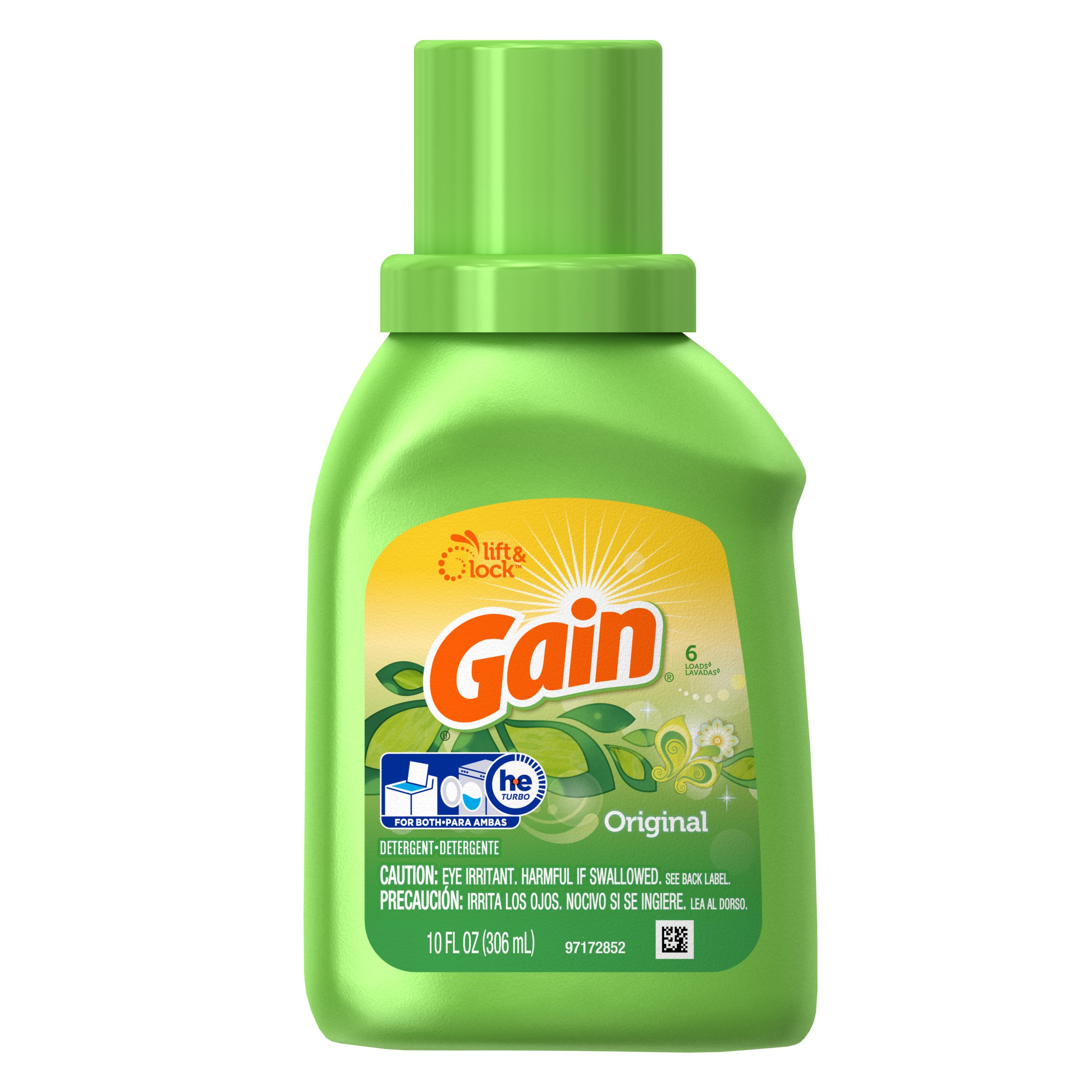 Gain Original Scent Liquid Laundry Detergent - 10 oz Bottle | Gentle on Clothes, Powerful Cleaning | Perfect for Everyday Laundry & Stain Removal