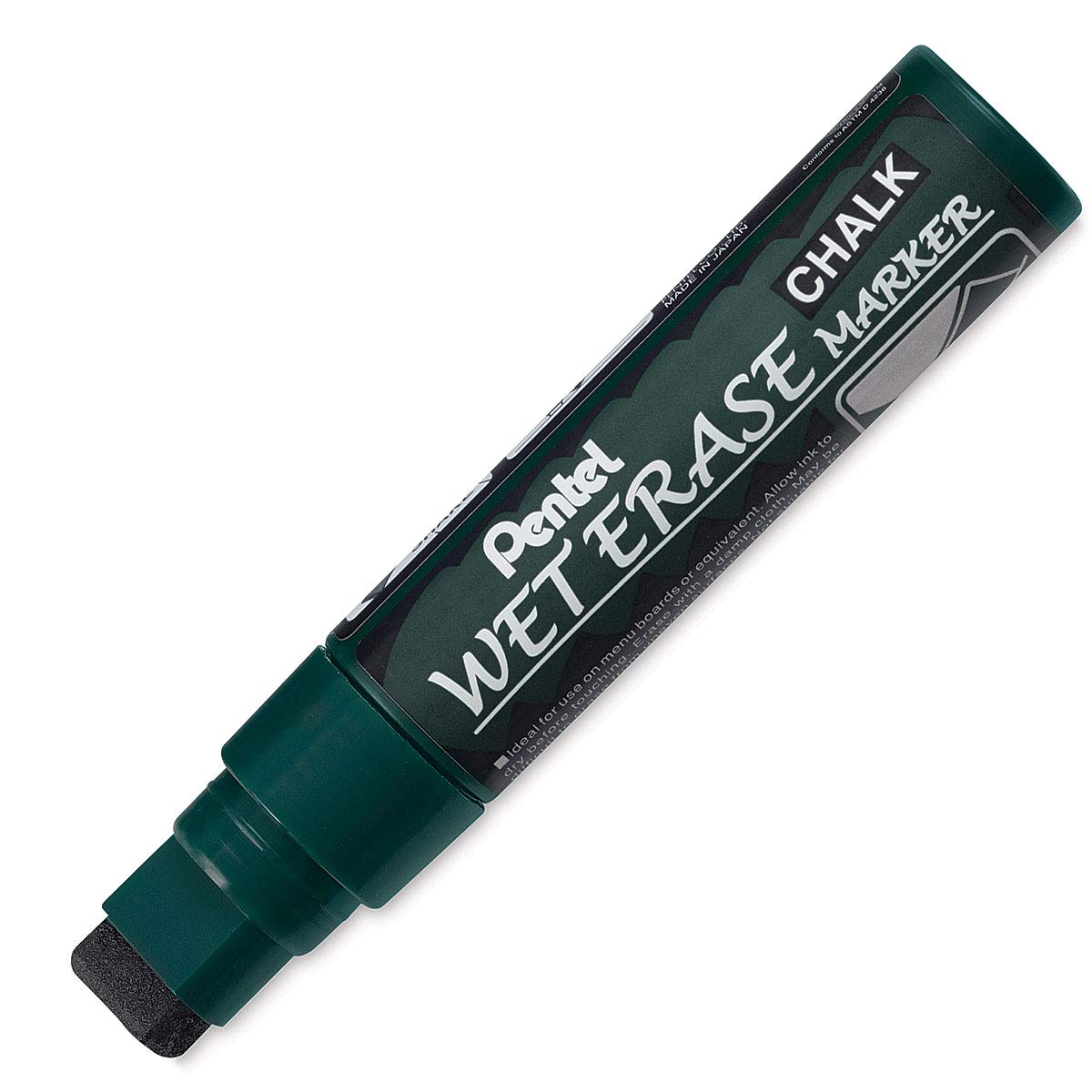 Pentel SMW56-A Jumbo Black Wet Erase Chalk Markers - 8mm Tip for Whiteboards, Glass, Windows & Non-Porous Surfaces - Ideal for Restaurants, Classrooms & Office Signage