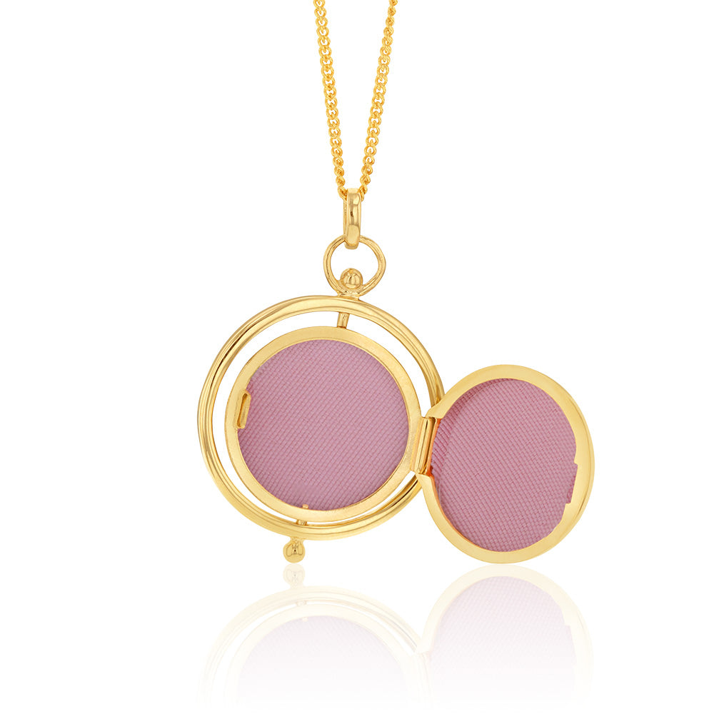 9ct Two Tone Gold Spinner Locket Pendant Necklace - Elegant Jewelry Gift for Women - Perfect for Parties, Anniversaries & Special Occasions