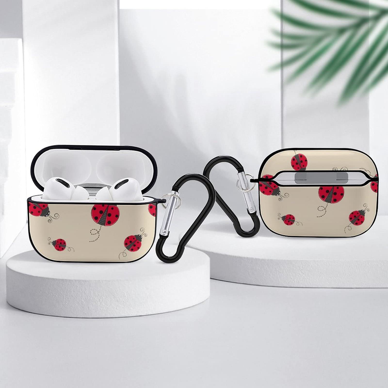 Cute Red Ladybug Cartoon AirPods Pro Case Cover with Keychain - Shockproof Protective Wireless Charging Headphone Accessories for Men & Women - Perfect for Travel, Work, and Daily Use