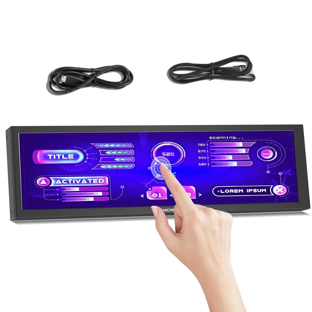 Kioball 8.8 Inch Touchscreen Monitor for PC - Wide Screen with Temperature Sensor Display, Includes Protective Case | Perfect for Gaming, Office Work & PC Monitoring