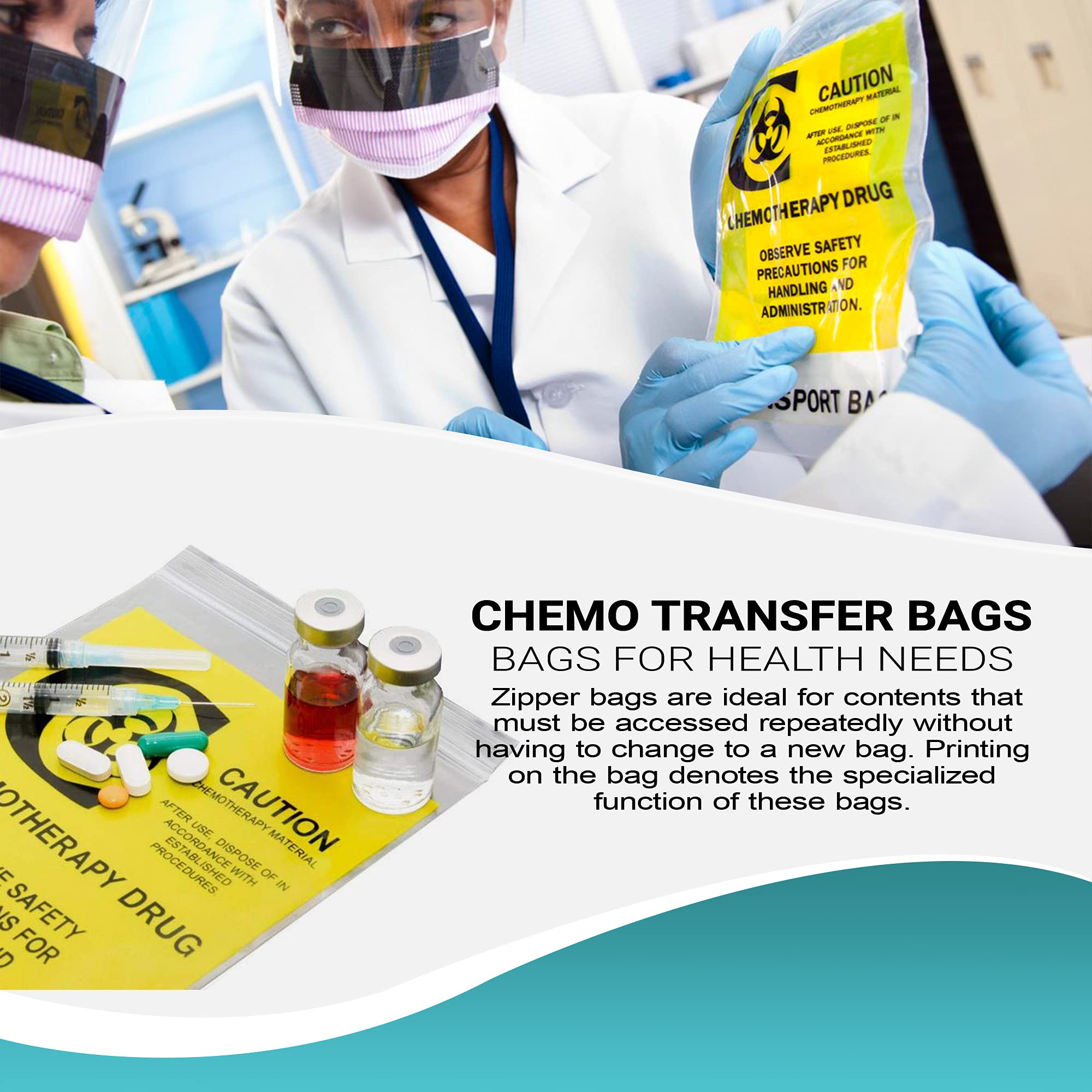 APQ 1000 Pack Clear 9x12 Chemo Transfer Bags with Zipper Print | 4 Mil Thick Polyethylene Seal Top Medical Bags | Biohazard Signal for Healthcare Needs | Perfect for Hospitals, Clinics & Home Medical Use