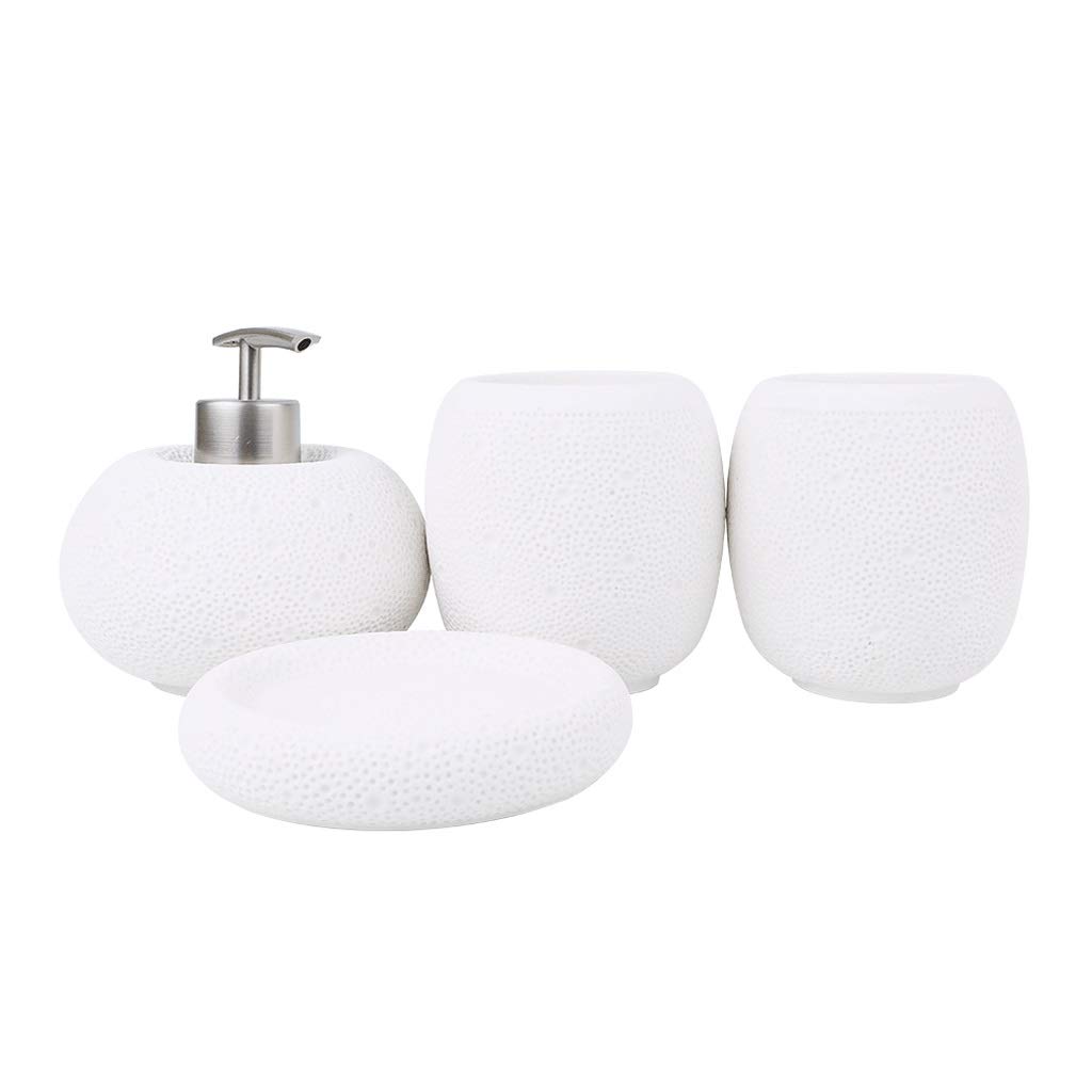 Premium Sandstone Resin Soap Dispenser & Mouthwash Cup Set - Modern Bathroom Countertop Organizer, Hotel Vanity Decor in Brushed Nickel Finish | Perfect for Home, Spa & Luxury Hotel Bathrooms