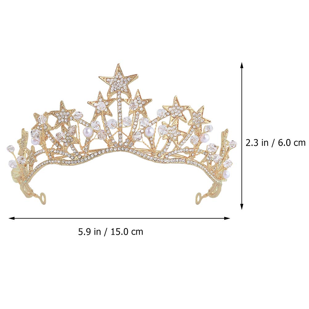 1pc Sparkling Rhinestone Star Headband Crown - Elegant Prom Tiara Hair Accessories for Women, Princess Party Headdress with Pearls (Perfect for Birthday, Christmas, Banquet & Special Occasions)