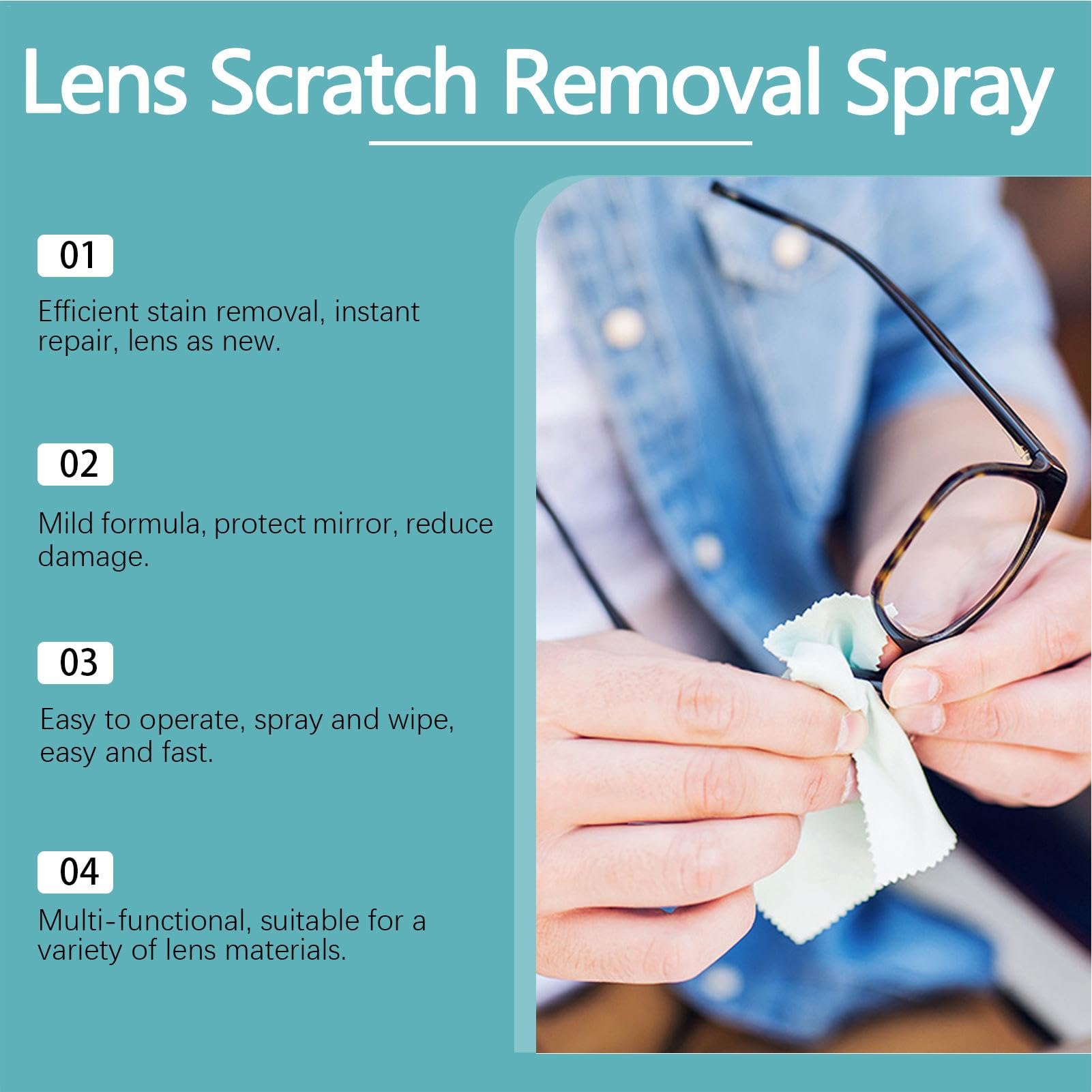 Professional Lens Scratch Remover Spray & Glasses Cleaner - 100ml Portable Solution for Eyeglasses, Sunglasses & Camera Lenses | Perfect for Travel, Office & Outdoor Use