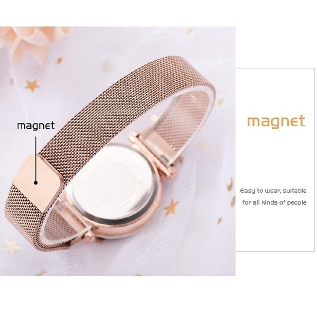 Meteoroid Analog Magnetic Watch for Women - Stylish Bracelet Watch with Magnetic Dial - Perfect Gift for Girls & Women - Ideal for Office, Casual Wear & Special Occasions