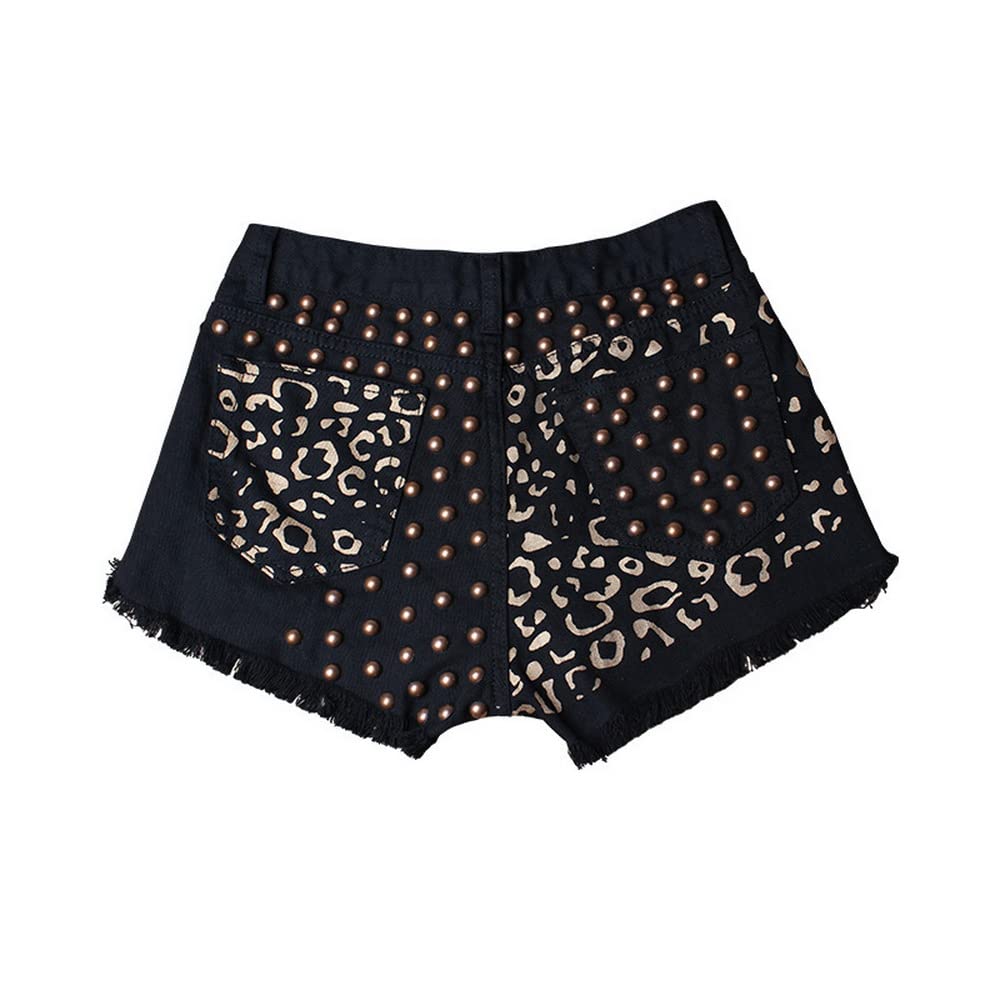COMLIFE Women's Ripped Denim Shorts - High Waisted Distressed Jeans with Studded Details & Frayed Hem | Perfect for Summer Outfits, Beach Vacations and Casual Street Style