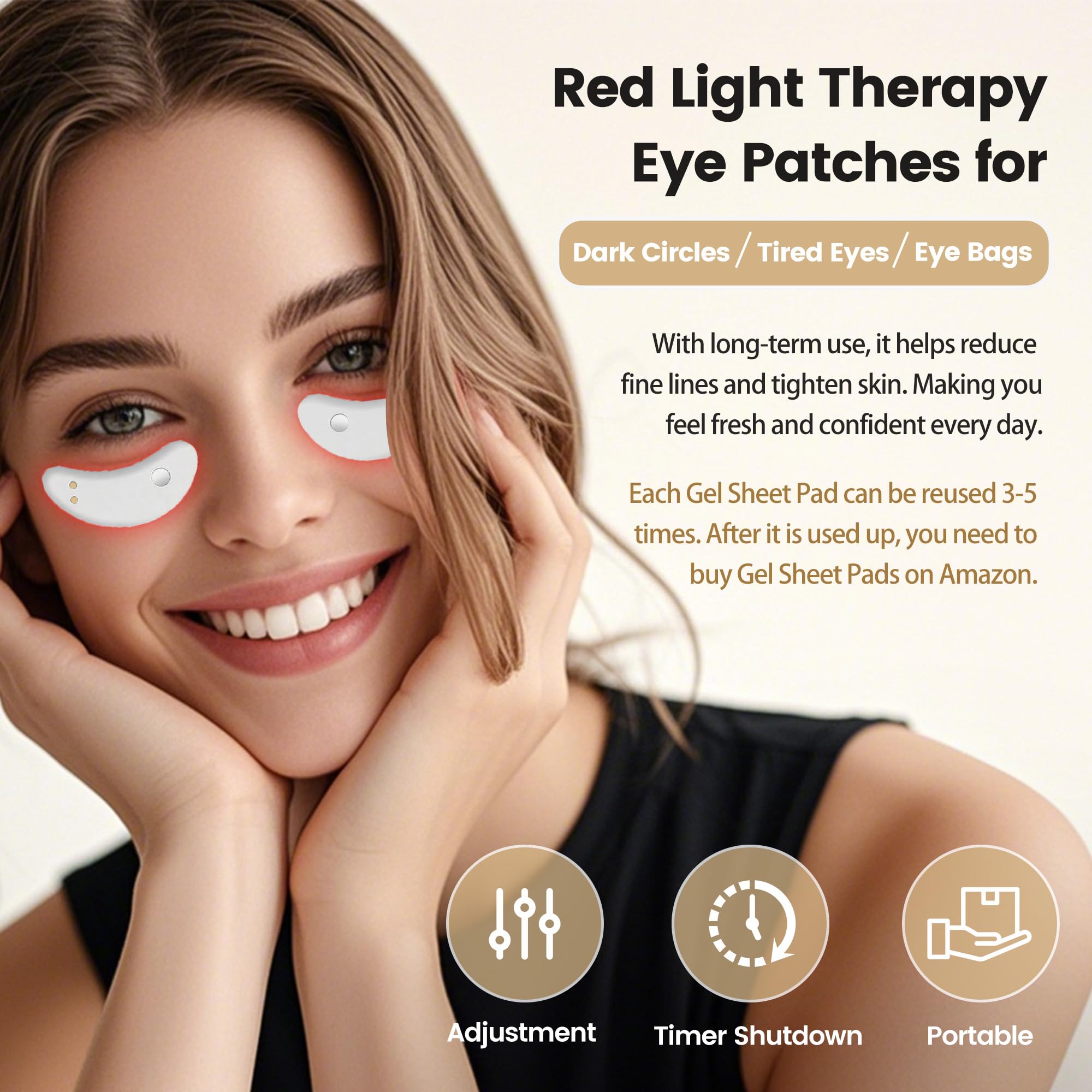 DUOMEIQI Red Light Therapy Eye Patches - RevitaEyes Under Eye Massage Patches for Dark Circles & Puffiness Relief | Portable Eye Treatment for Tired Eyes | Perfect for Home Spa, Travel & Office Use