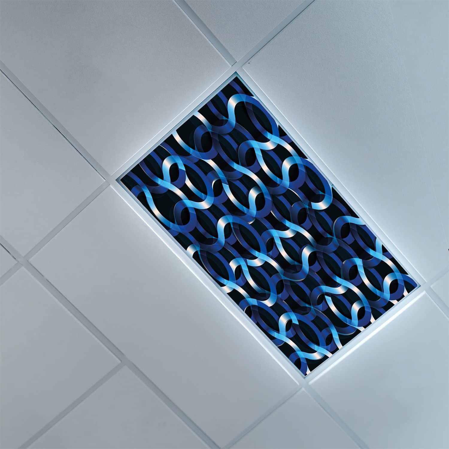 Fluorescent Light Covers for Ceiling - Dark Blue Pattern LED Light Diffuser Panels & Filters - Office Classroom Decor (Dark Blue/White) - Perfect for Schools, Hospitals & Workspaces