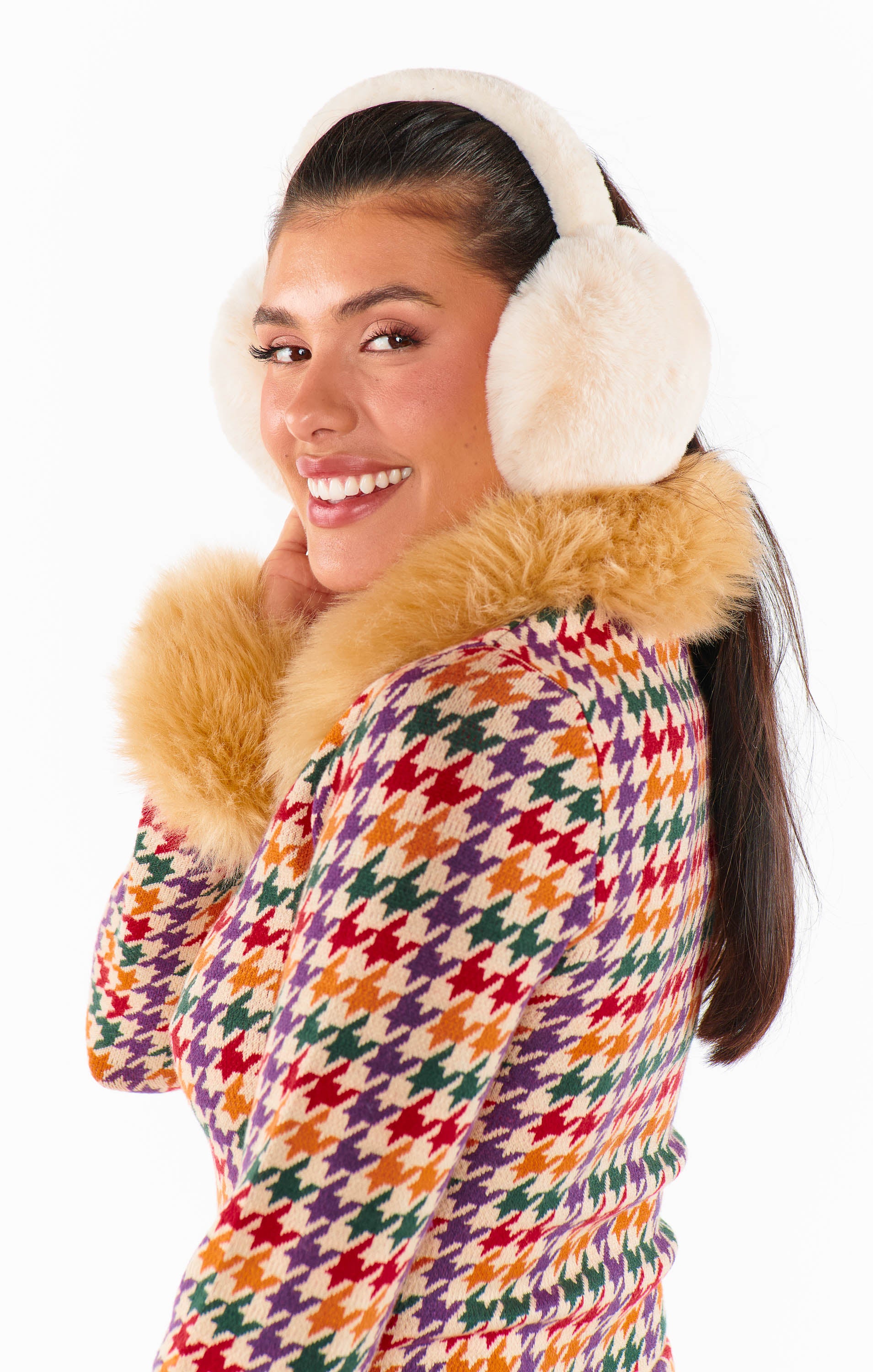 Everly Beige Faux Fur Earmuffs - Winter Ear Warmers for Women & Men - Cozy Fleece Lined Headphones for Cold Weather, Outdoor Activities & Commuting