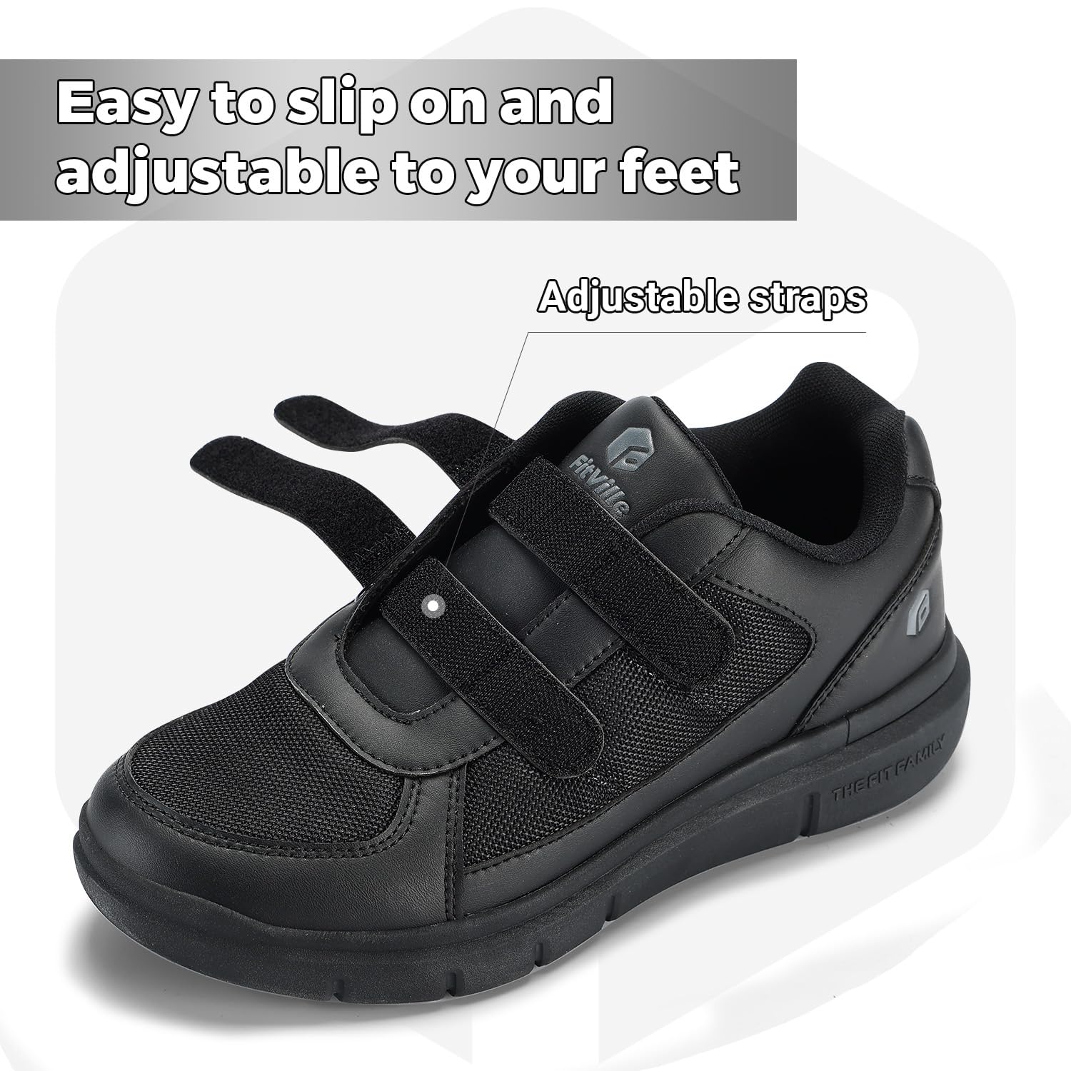 FitVille Men's Diabetic Shoes Extra Wide Width - Comfortable Walking Shoes for Neuropathy & Swollen Feet - Pain Relief Orthopedic Sneakers with Adjustable Closure - Ideal for Daily Wear, Work & Outdoor Activities