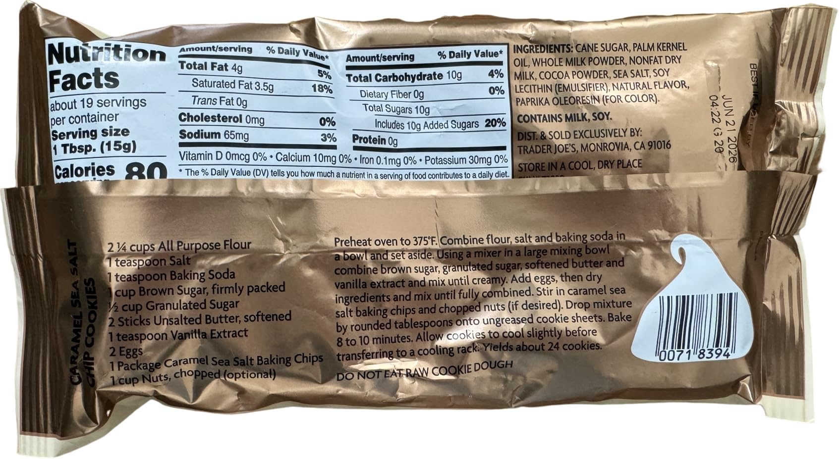 Trader Joe's Gluten Free Caramel Sea Salt Baking Chips - 10 oz Bag | Perfect for Cookies, Brownies & Dessert Toppings | Dairy Free Snack for Baking Enthusiasts