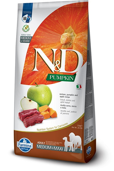 Farmina Venison & Apple Adult Dog Food - High Protein Grain-Free Dry Dog Food for All Breeds - Perfect for Active Dogs & Outdoor Adventures
