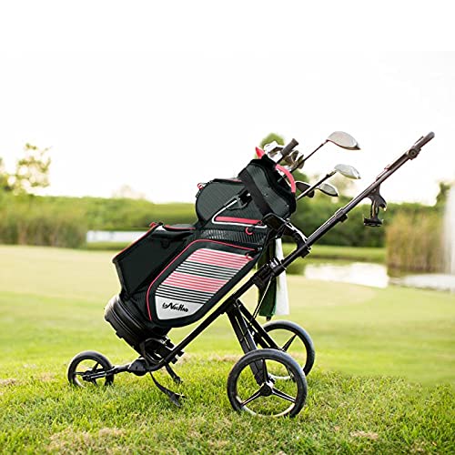 14-Way Divider Golf Push Cart Bag with Cooler, Backpack Strap & Dust Cover - Lightweight Portable Golf Carry Bag for Men & Women - Perfect for Golf Courses, Driving Ranges & Travel