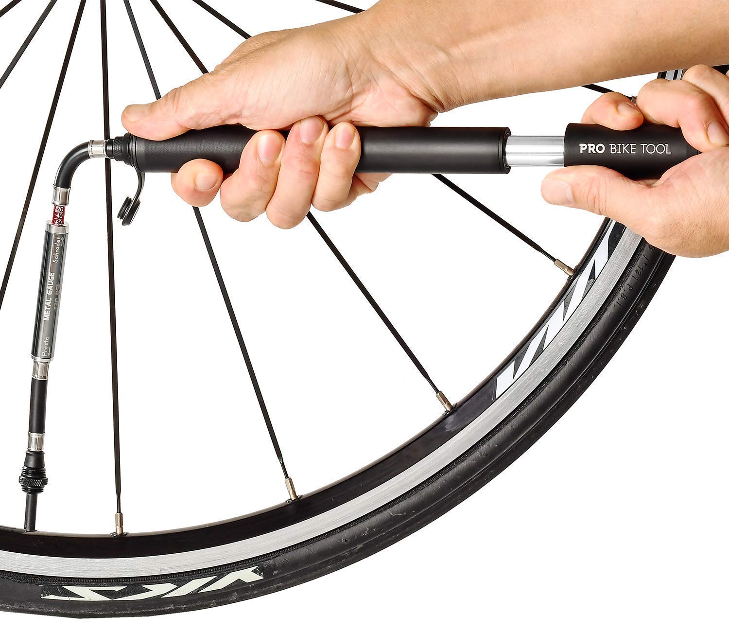 PRO BIKE TOOL Mini Bike Pump with Pressure Gauge + Bicycle Water Bottle Cage Holder Combo - Portable Cycling Accessories for Road & Mountain Bikes - Perfect for Commuting, Trail Riding and Emergency Repairs