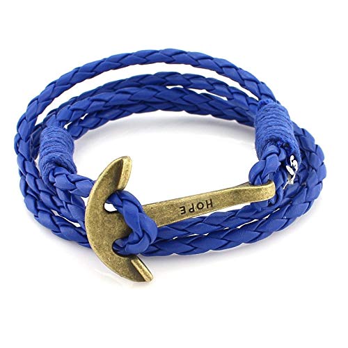 40cm PU Leather Anchor Bracelet for Men - Stylish Wristband Wrap Charm Hand Cuff Jewelry, Perfect for Casual Outings and Gift Giving
