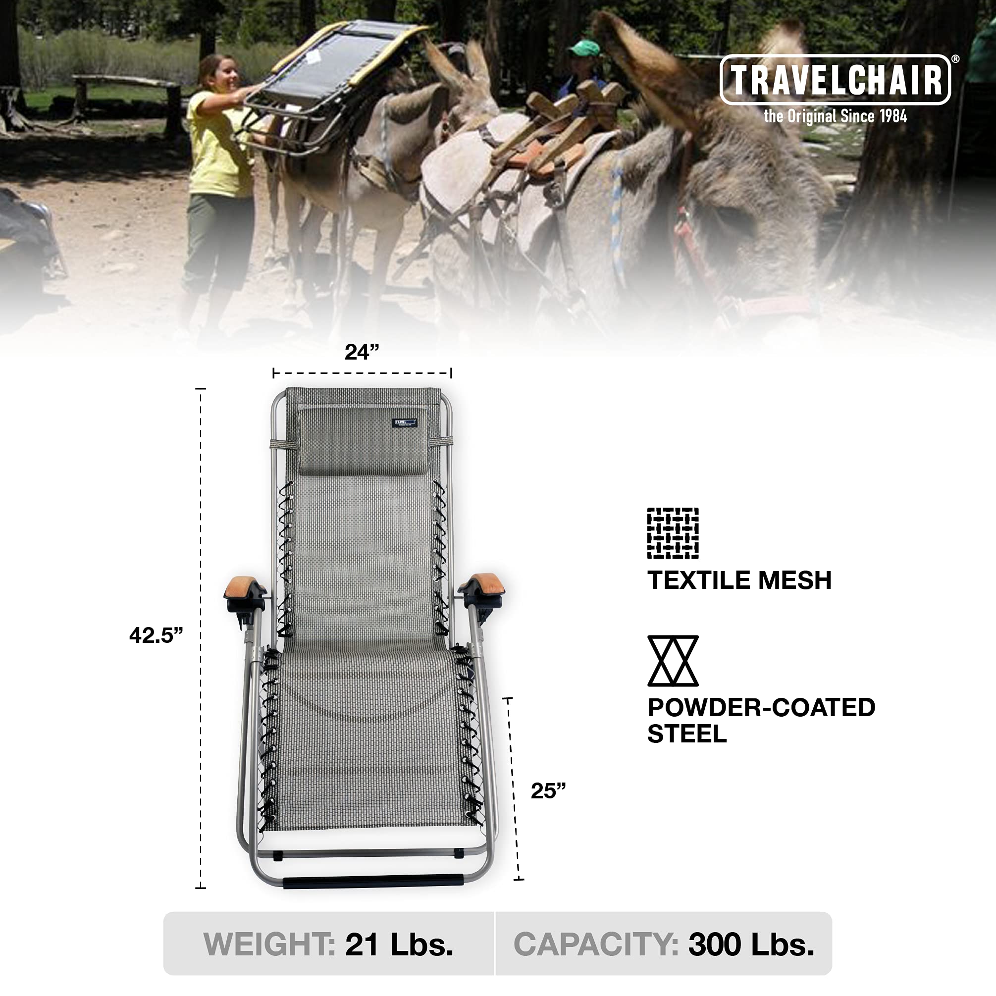 Portable Folding Camping Chair - Lightweight Lounge Lizard Silver Outdoor Recliner for Beach, Picnic, Backyard & Travel | Compact & Durable Design