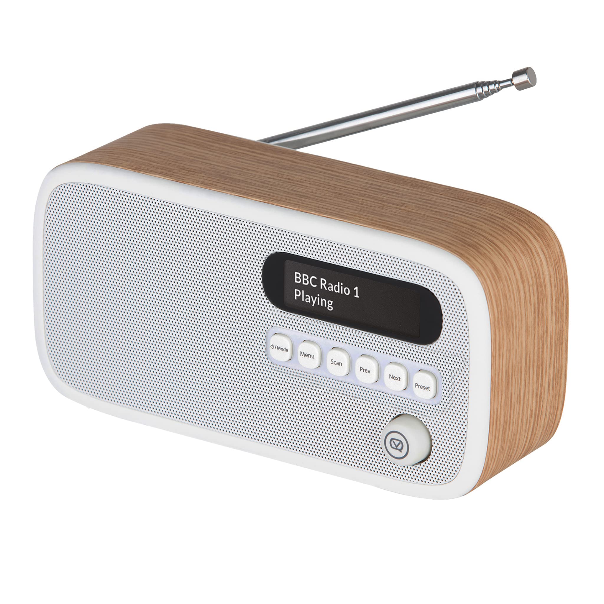 VQ Dexter Portable DAB+ FM Radio with Auto Scan - 60 Presets, Mains/Battery Powered, Digital Tick Approved (Oak) | Perfect for Home, Office, Travel & Outdoor Use