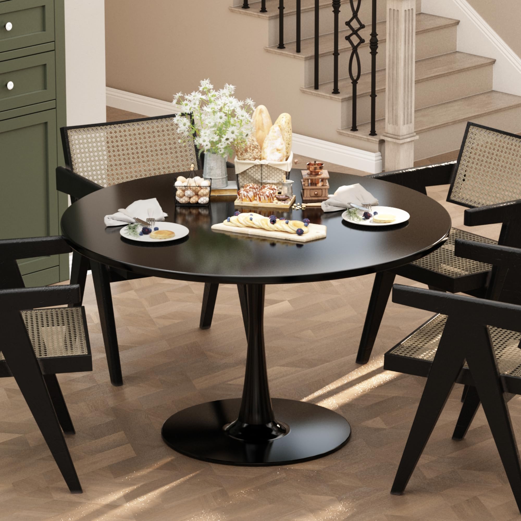 42 Inch Round Dining Table - Black Tulip Style with 0.71