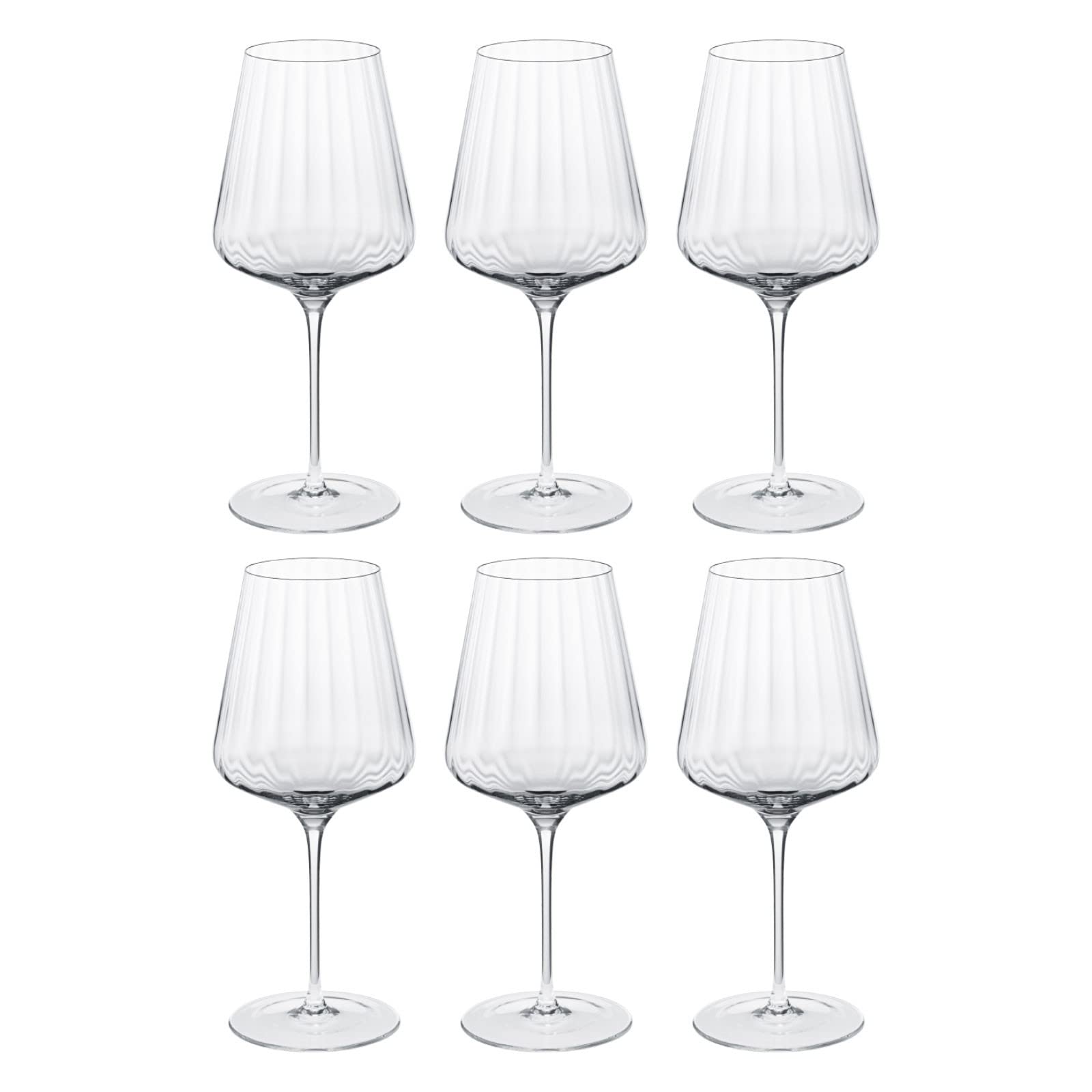 Georg Jensen Bernadotte Red Wine Glasses - Set of 6 Crystal Stemware for Fine Dining & Entertaining - Perfect for Dinner Parties, Weddings & Wine Tasting Events