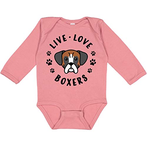 Inktastic Live Love Boxers Long Sleeve Baby Bodysuit - Soft Cotton Onesie for Newborns & Infants - Perfect for Family Photos, Holidays & Everyday Wear