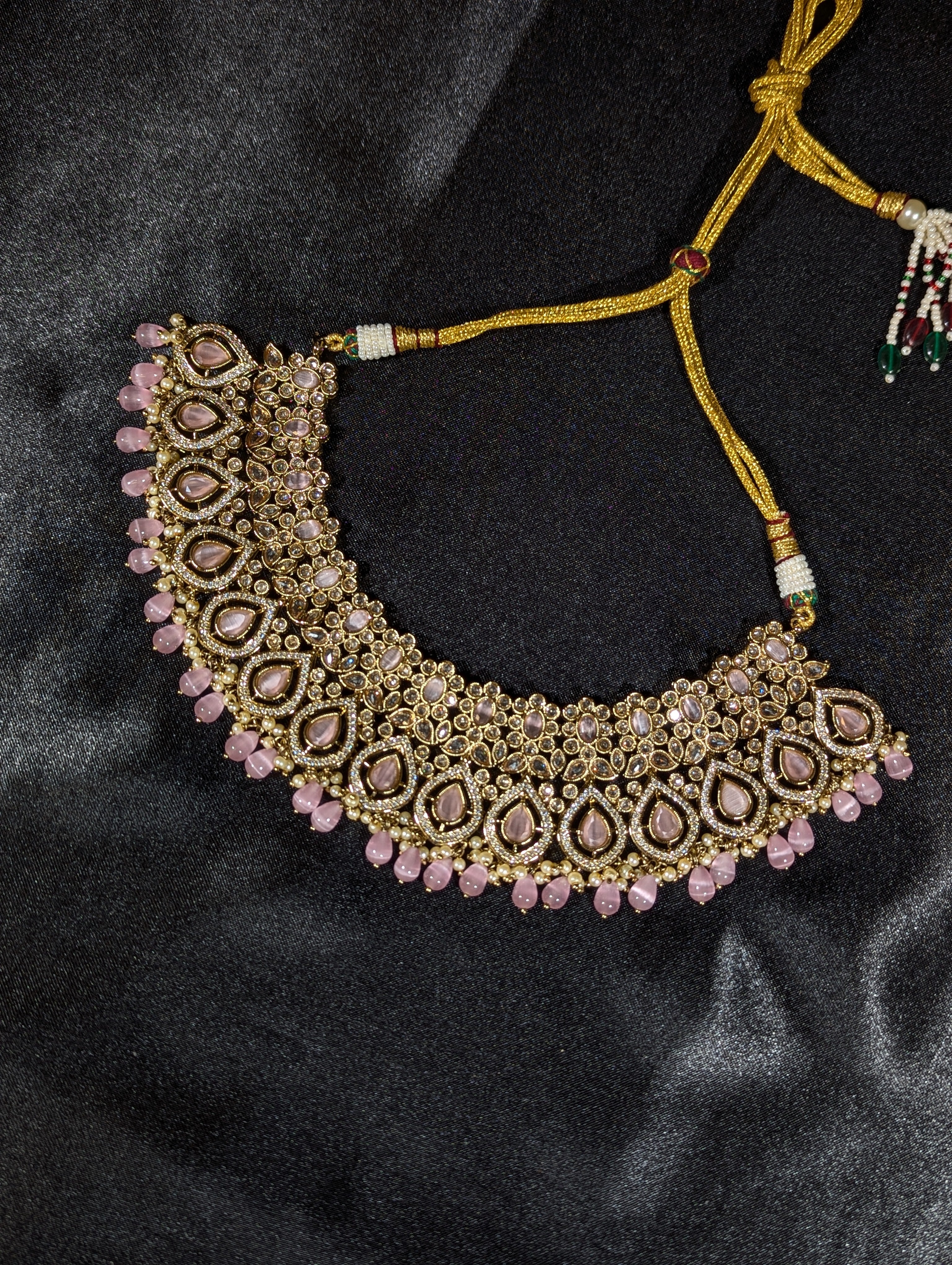 Trisha Polki Semi Bridal Set - Elegant Indian Jewelry for Weddings, Parties & Special Occasions | Handmade Kundan Necklace & Earrings Set for Women