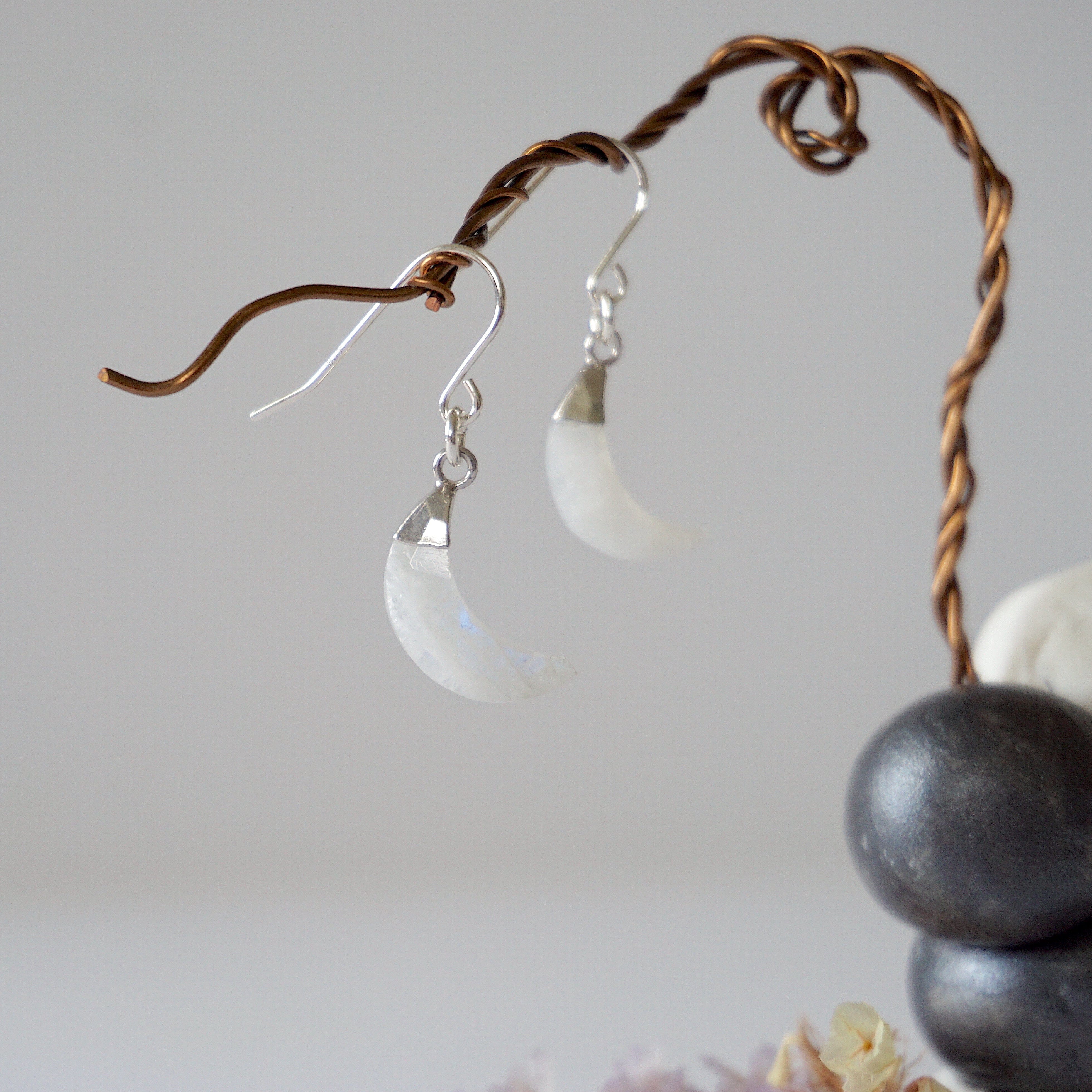 Rainbow Moonstone Drop Earrings - Sterling Silver Dangle Earrings for Women - Elegant Boho Jewelry for Parties, Weddings & Everyday Wear