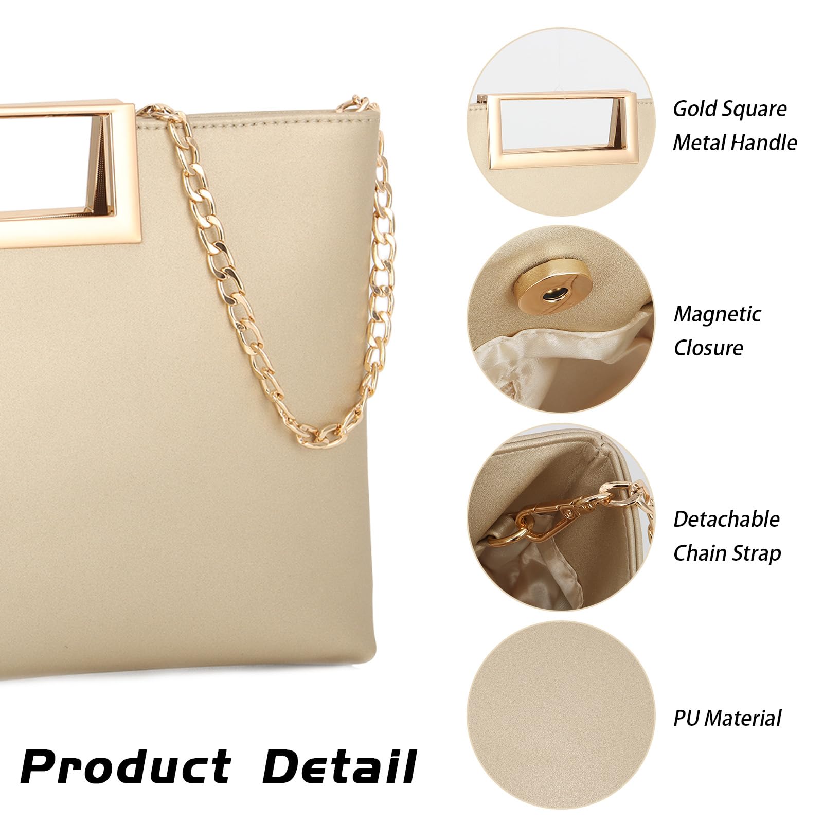 Elegant Lanpet Women's PU Leather Clutch Purse with Chain Strap - Perfect for Weddings, Prom, Bridal Events & Evening Parties | Stylish Handbag for Special Occasions