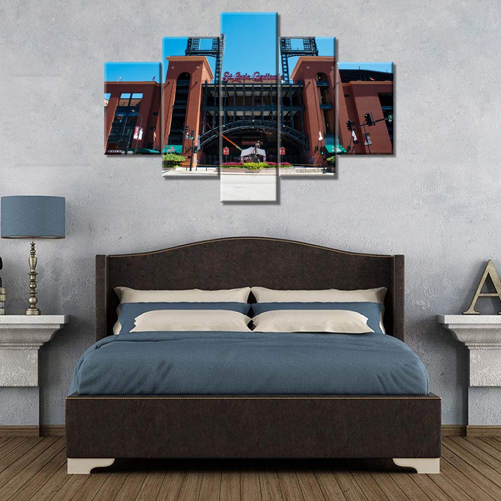 TUMOVO Modern Baseball Stadium Wall Art - St. Louis Downtown Landmark Canvas Painting - 5 Panel Ready to Hang Home Decor (60