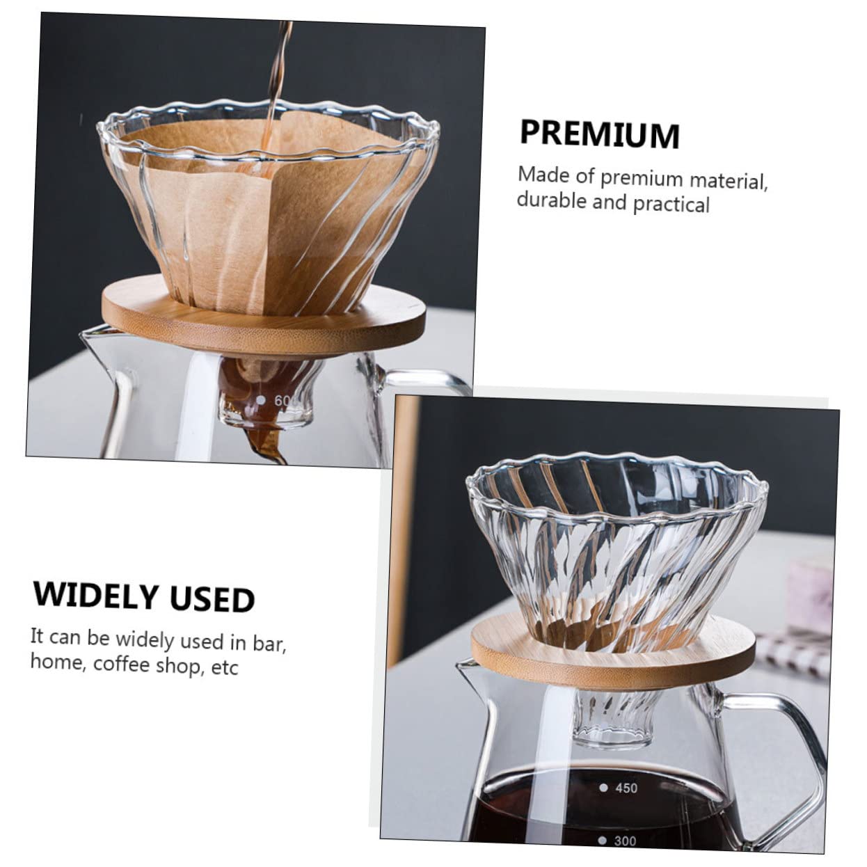 Glass Pour Over Coffee Maker Set - Dripper & Mug for Home Brewing