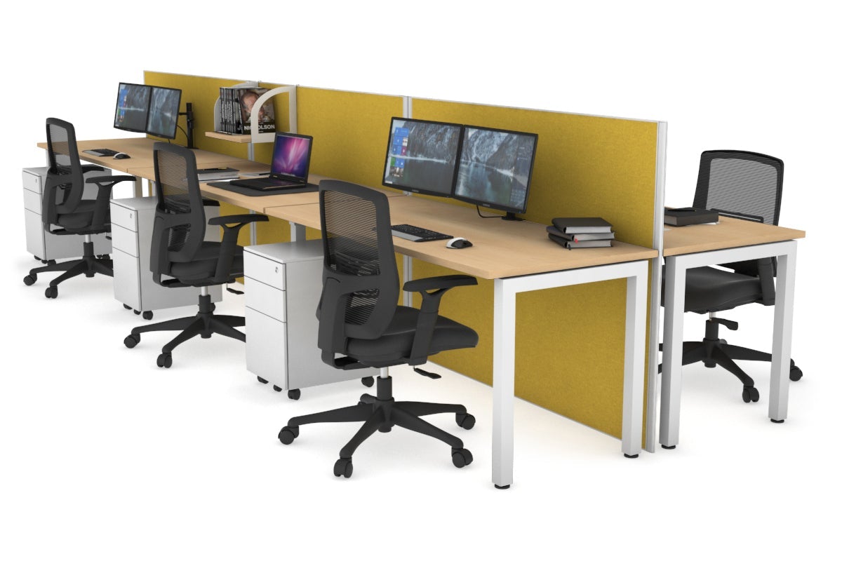 Horizon Quadro 6p Bench Square Legs Office Workstation - 1400L x 700W Dimensions - Perfect for Modern Office, Conference Room, and Collaborative Workspace Setup