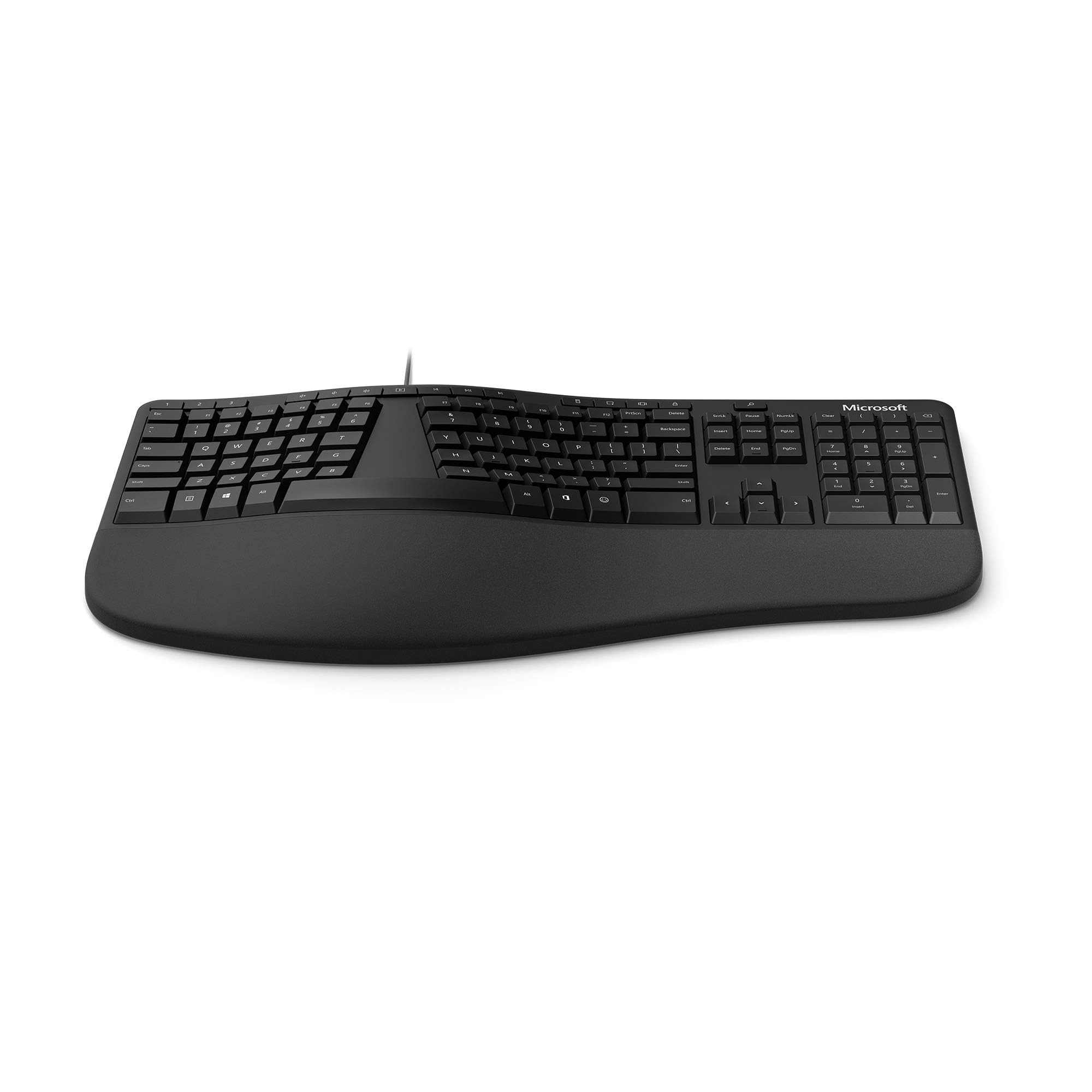 Microsoft LXM-00004 Ergonomic Wired Keyboard - Black | Comfort Typing for Office & Home Use, Reduce Wrist Strain for Long Work Sessions