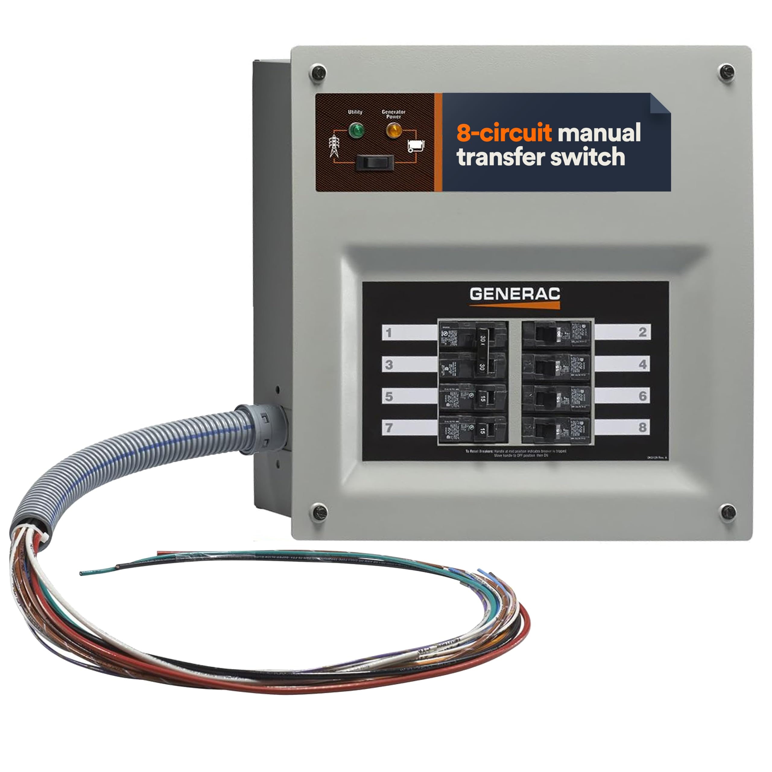 Generac 6852 Upgradeable 30 Amp Home Standby Generator Transfer Switch Kit - Reliable Backup Power for Your House During Outages - Perfect for Emergency Power, Storm Preparedness & Home Safety