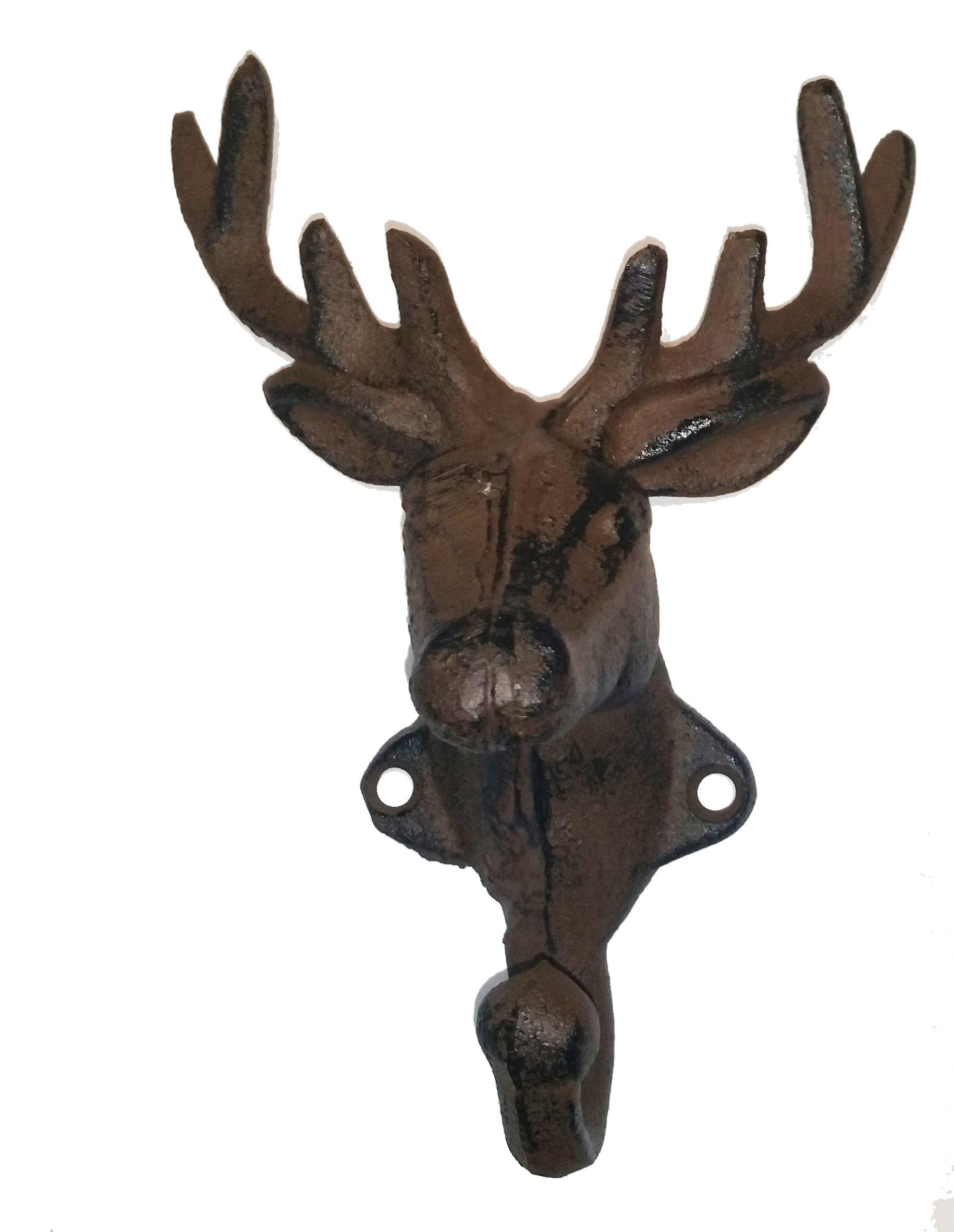 8-Point Buck Hook - Solid Rustic Brushed Cast Iron Wall Mount for Hunting Decor, Cabin & Lodge Style Home