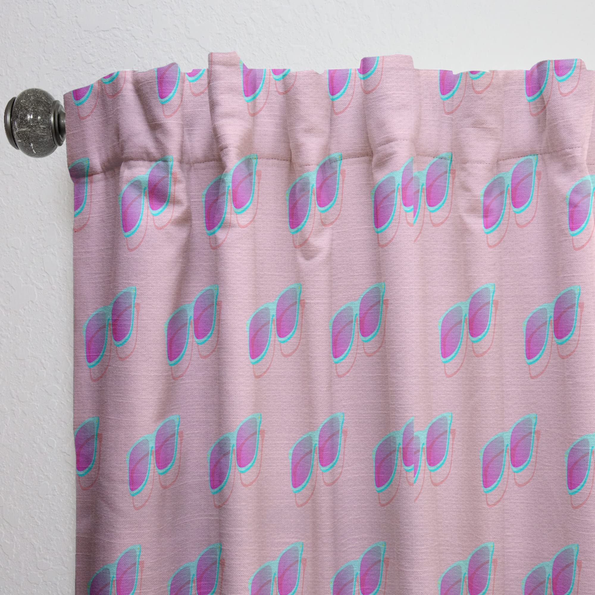 DesignQ Pink Abstract Retro Pattern Thermal Insulated Curtains - Single Panel 52x120 Inches - Elegant Window Treatments for Bedroom & Living Room - Perfect for Home Decor, Privacy & Light Control