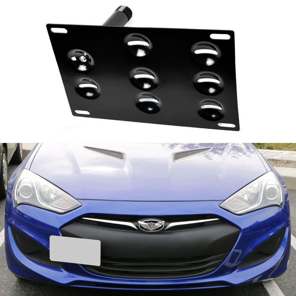 Genesis Coupe Front Bumper Tow Hook License Plate Mounting Bracket - Universal Fit for 2010-2016 Models - Durable Stainless Steel Design - Perfect for Car Shows & Parking Compliance